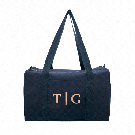 Daily Duffel - Navy with a Split Letter Monogram - Quilted Koala