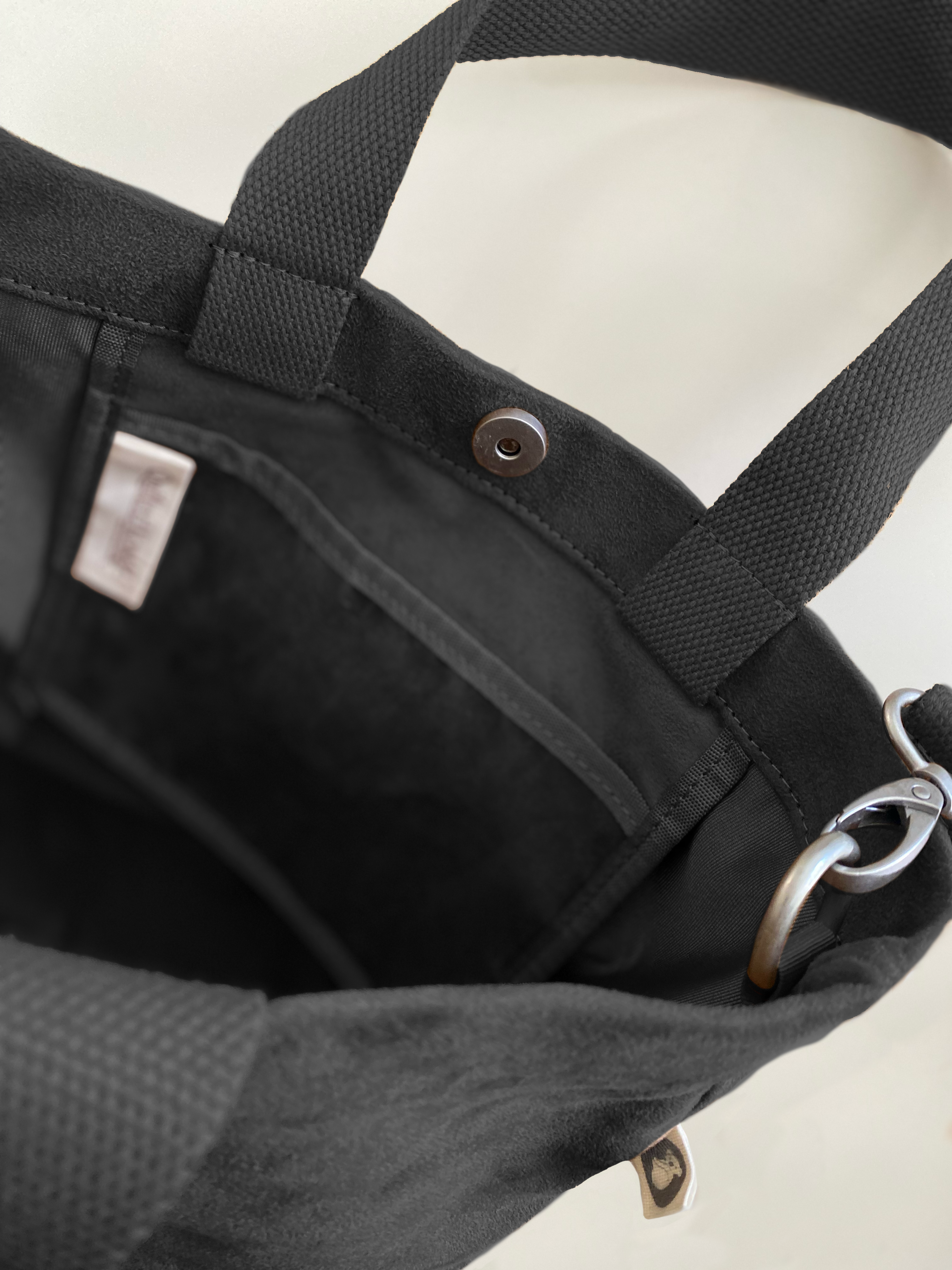 Town Crossbody Bag: Black Vegan Suede - Quilted Koala