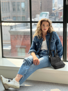 Midi Town Crossbody Bag: Black Vegan Suede - Quilted Koala