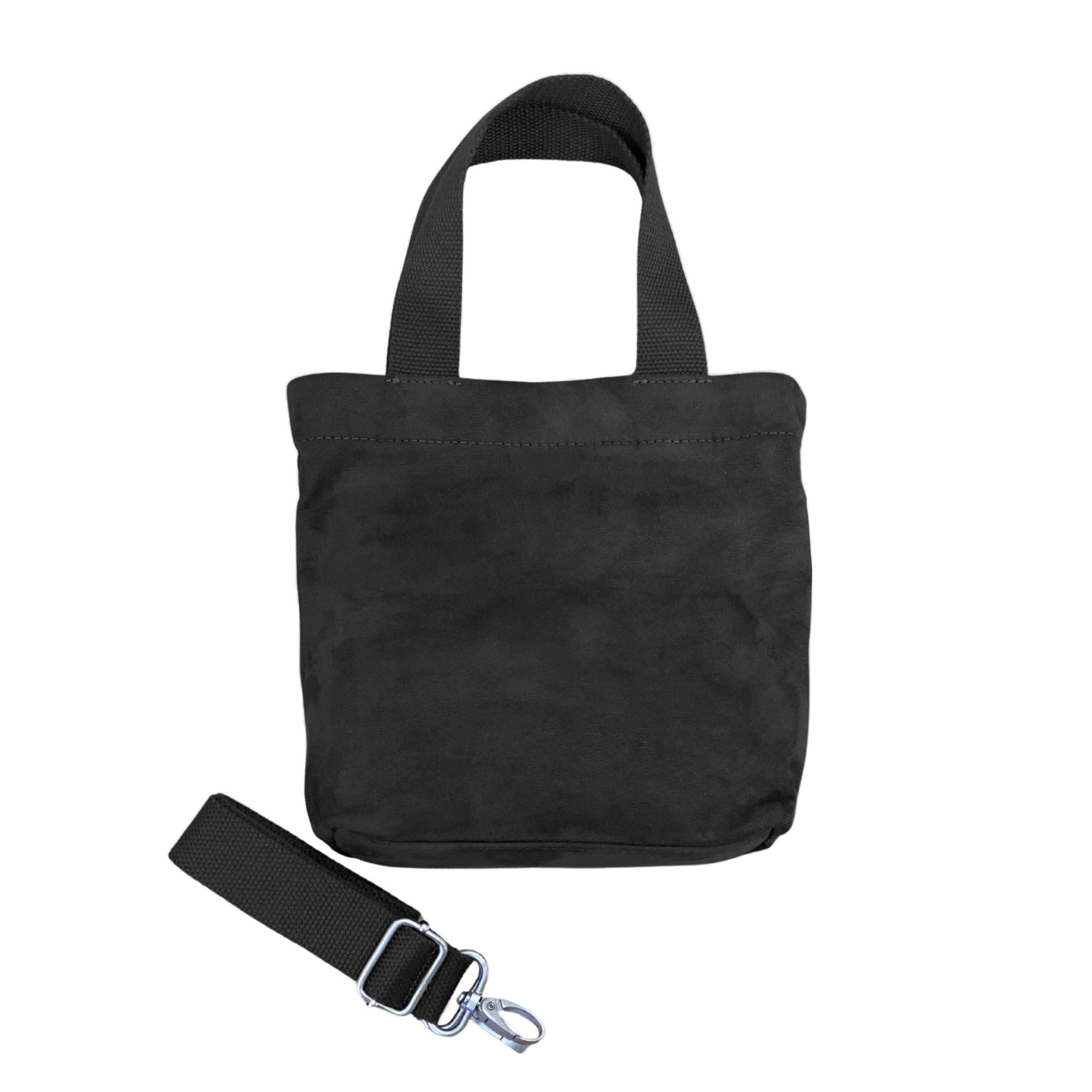 Midi Town Crossbody Bag: Black Vegan Suede - Quilted Koala