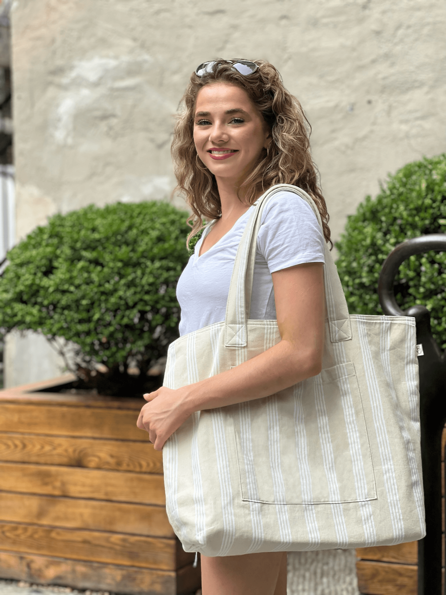 Koala Basics: Sand Ticking Stripe Everything Bag - Quilted Koala