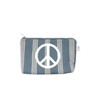Makeup Bag: Blue Ticking Stripe - Quilted Koala