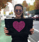 Clutch Bag: Black Crushed Velvet - Quilted Koala