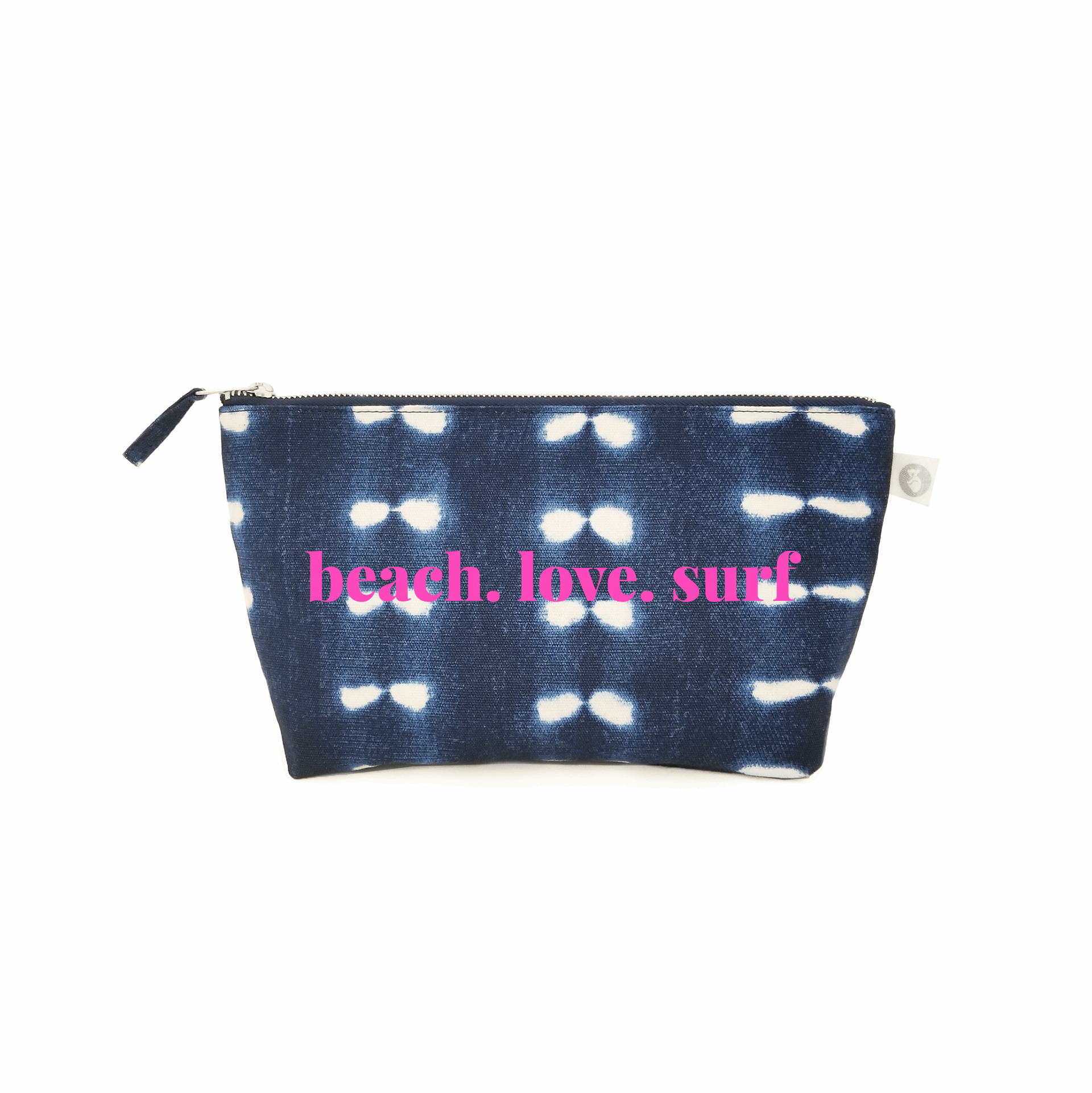 Clutch Bag: Blue Shibori with Neon Pink beach.love.surf - Quilted Koala