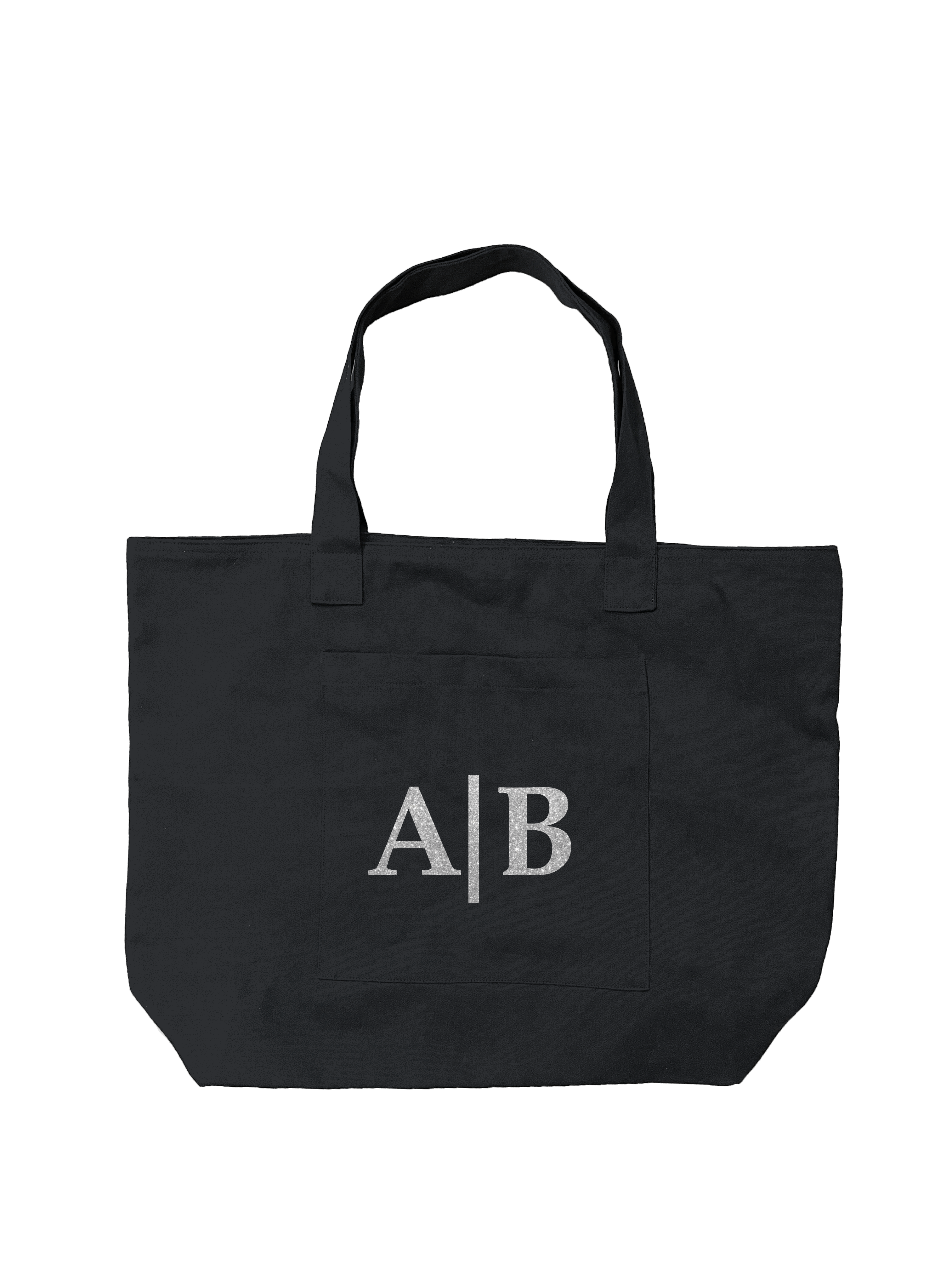 Black Everything Bag - Split Letter Monogram - Quilted Koala