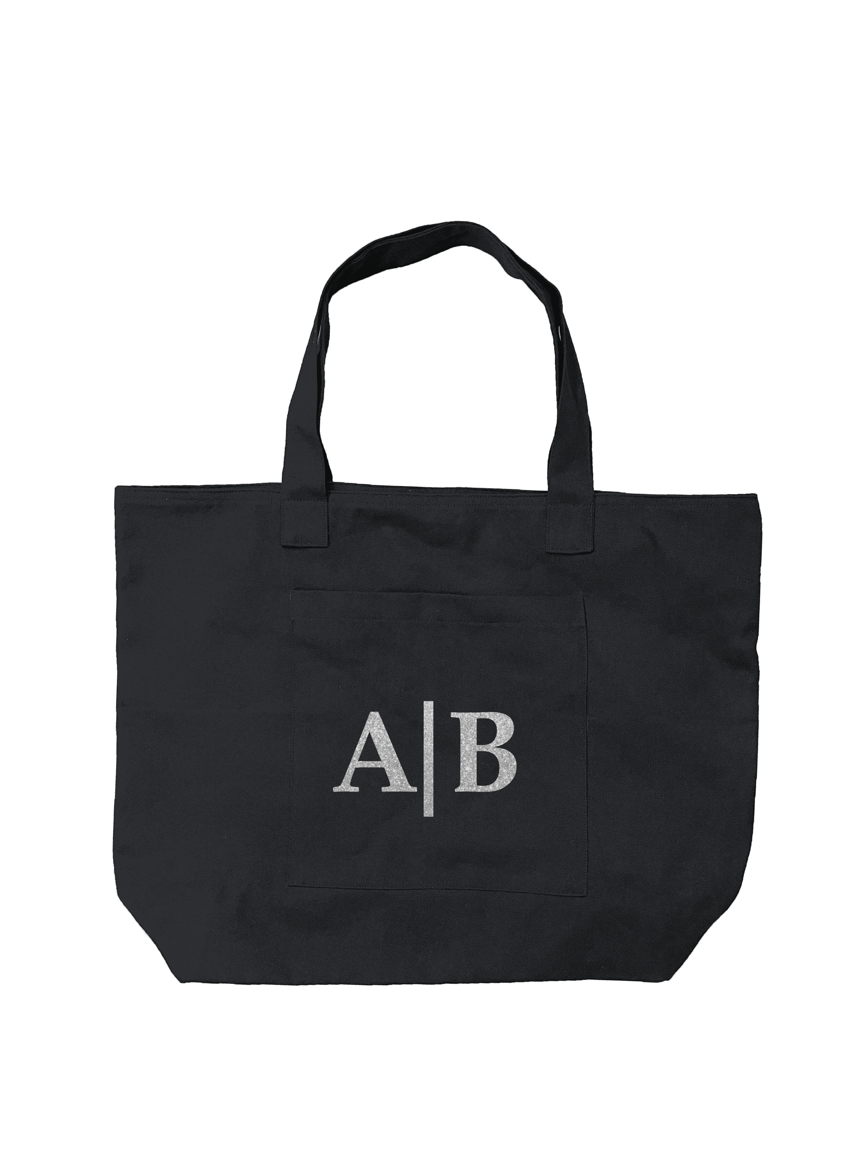 Black Everything Bag - Split Letter Monogram - Quilted Koala