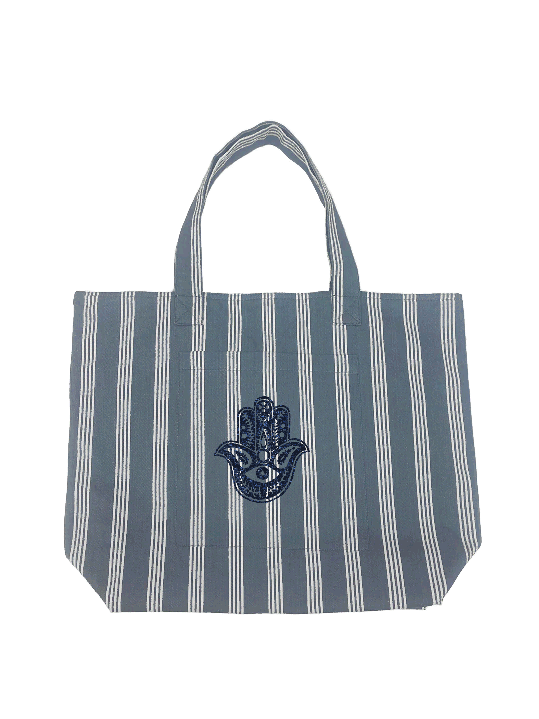 Blue Ticking Stripe Everything Bag - Quilted Koala