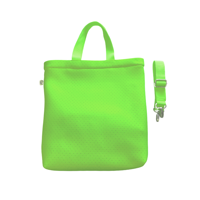 Neon Green Town Bag with Heart Paracord Charm - Quilted Koala