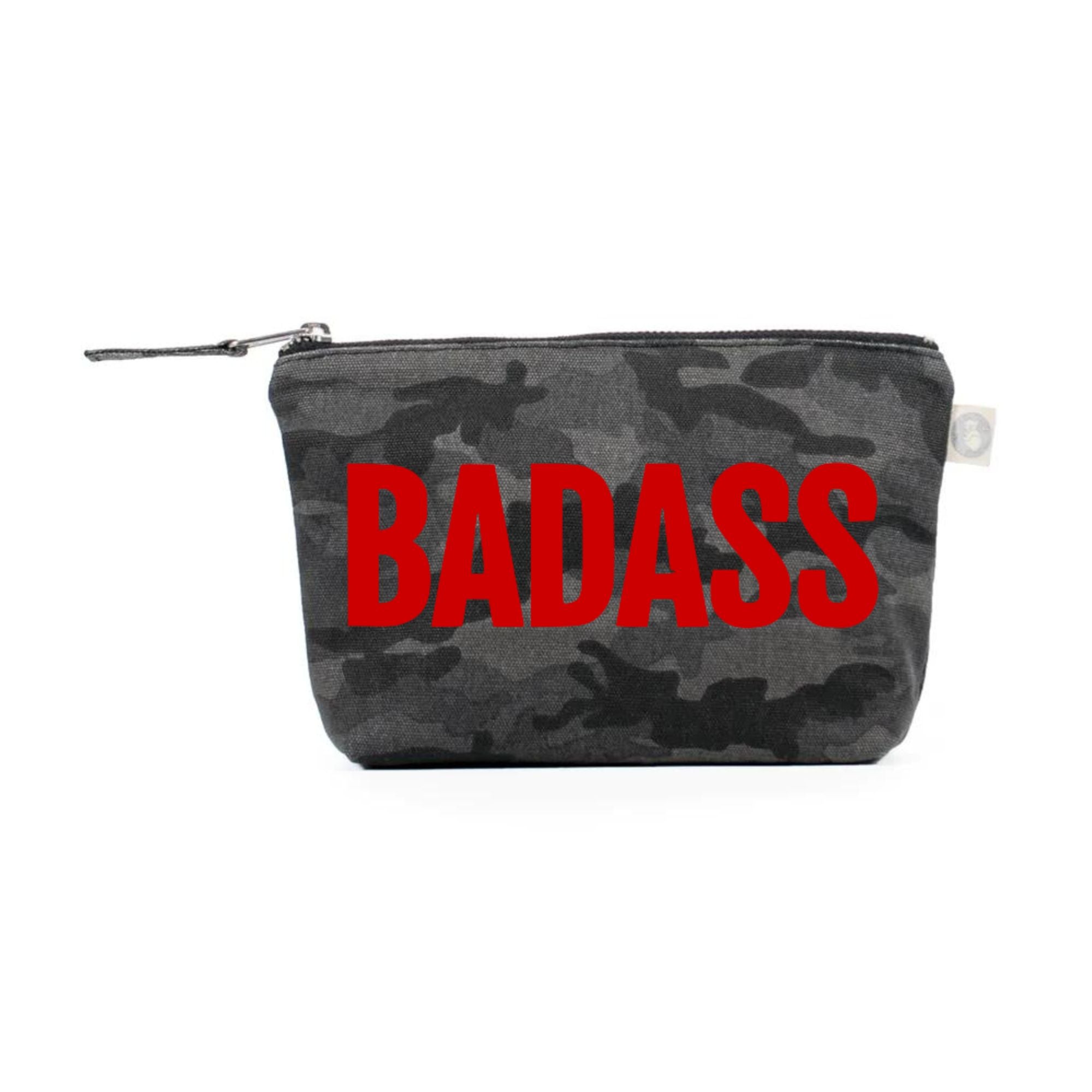 BADASS Makeup Bag Black Camo with Red Matte - Quilted Koala