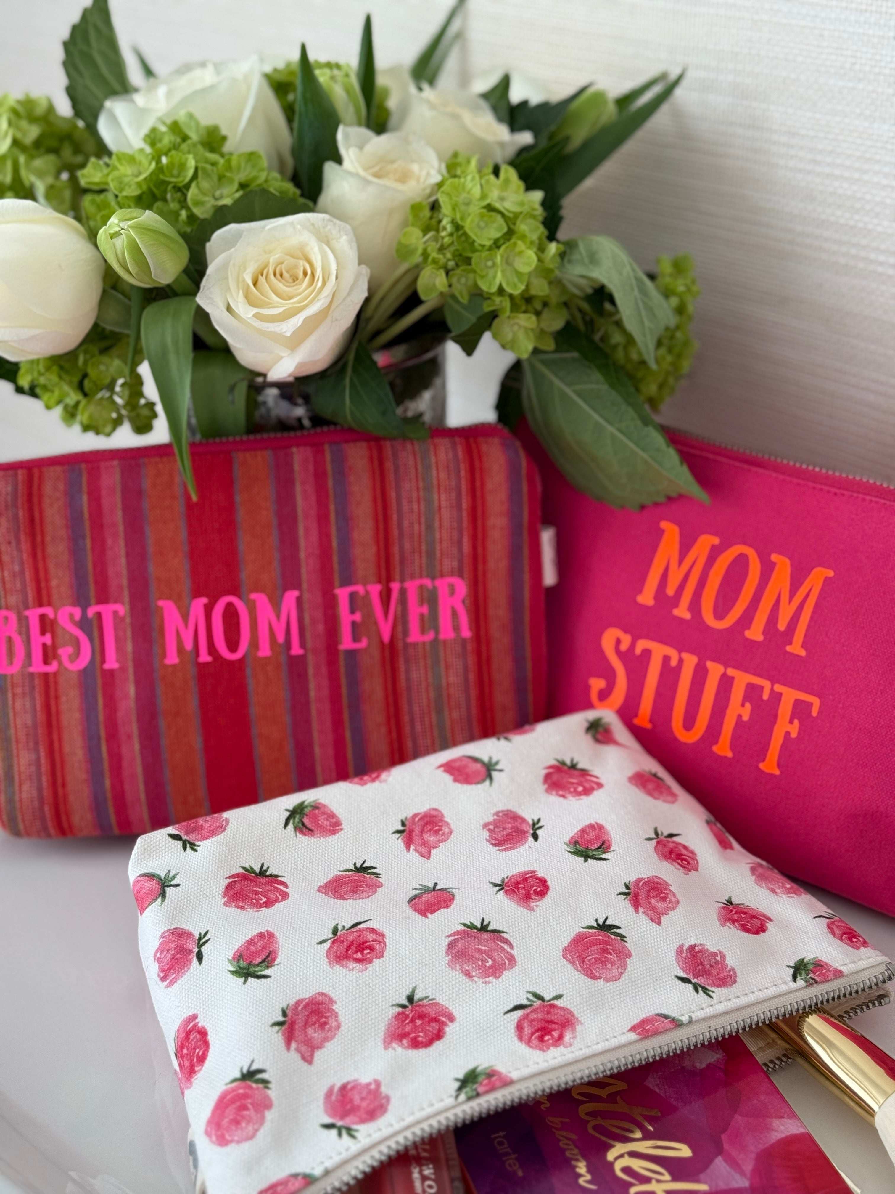 MOM STUFF - Pink Makeup Bag with Orange - NEW! - Quilted Koala