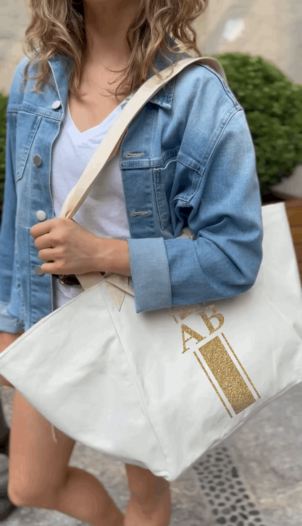 Chelsea Bag - Natural with Monogram Stripe - Quilted Koala