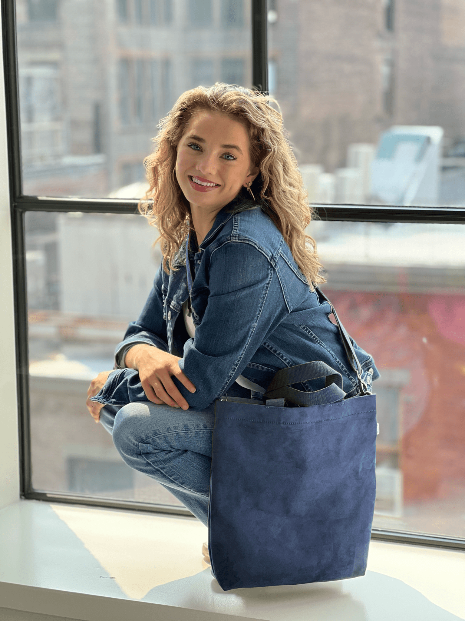 Vegan Suede Crossbody Bag in Navy with TWO GIFTS! - Quilted Koala