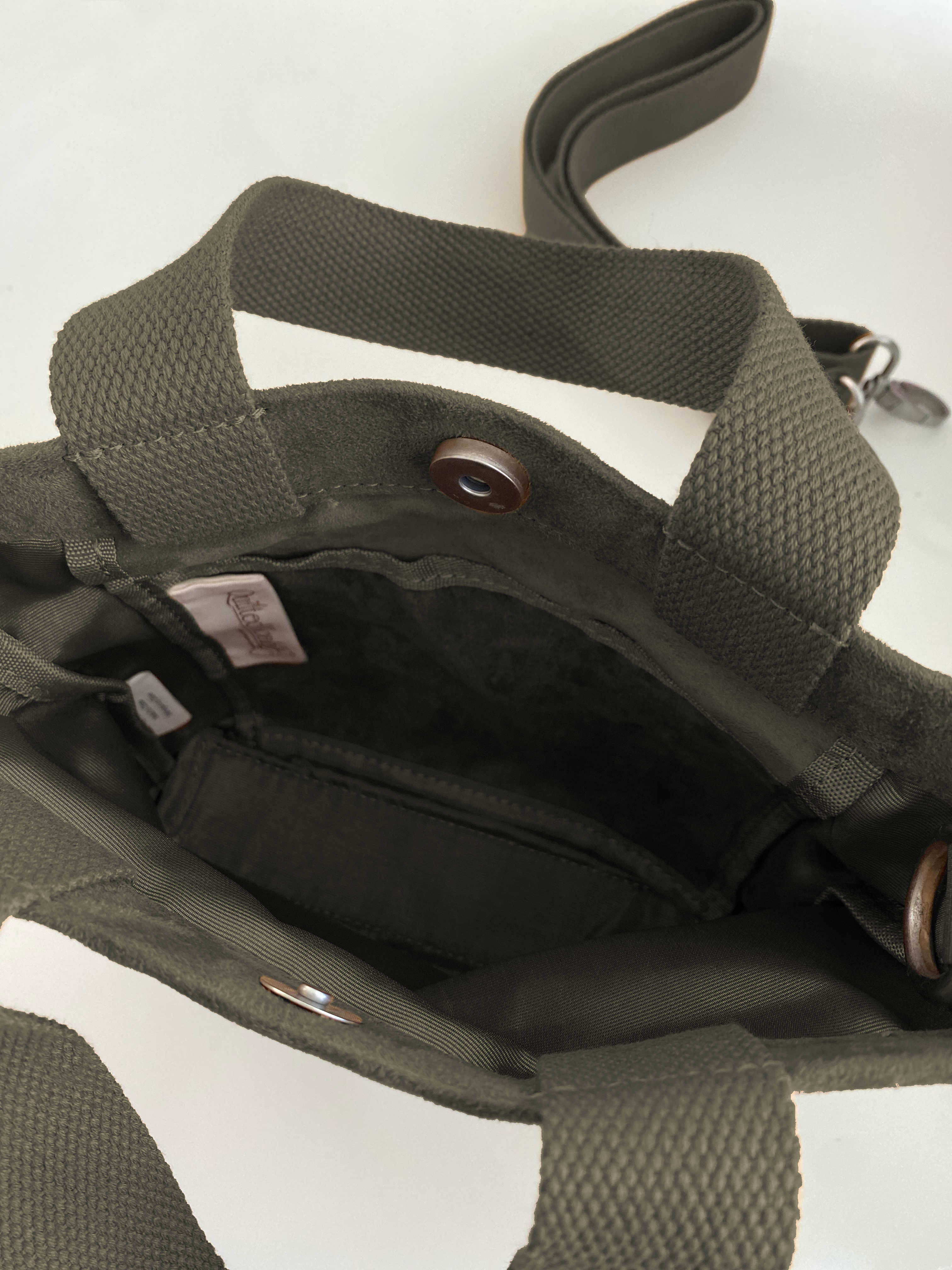 Midi Town Crossbody Bag: Olive Vegan Suede - Quilted Koala