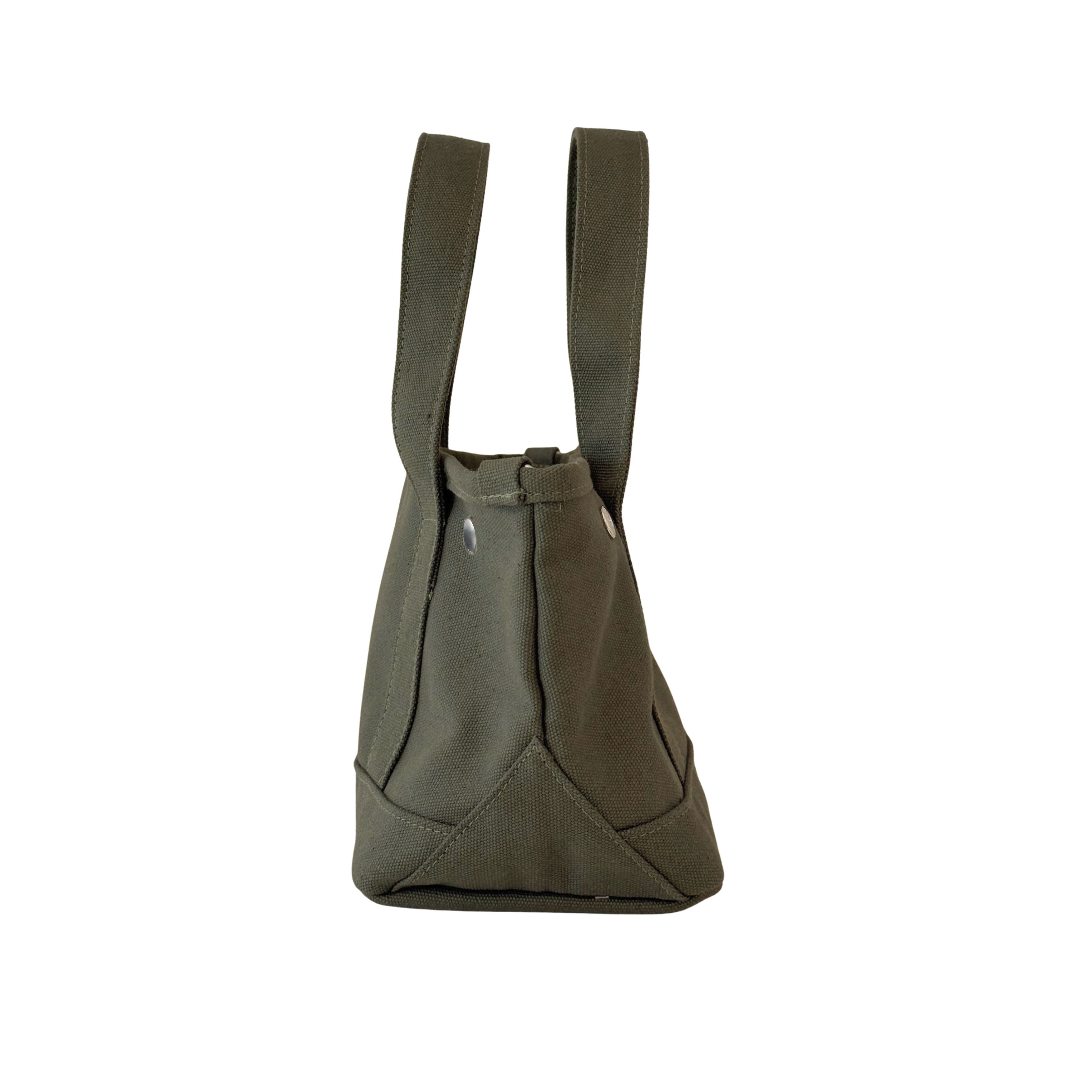 The Seaport Boat Bag - Olive Canvas Single Letter Monogram - Quilted Koala