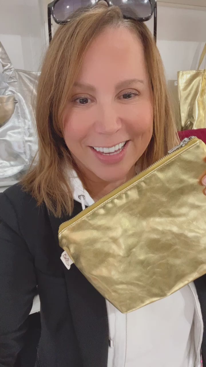 Gold Metallic Makeup Bag - BACK IN STOCK! - Quilted Koala
