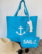 Aqua Everything Bag White Anchor NEW! - Quilted Koala