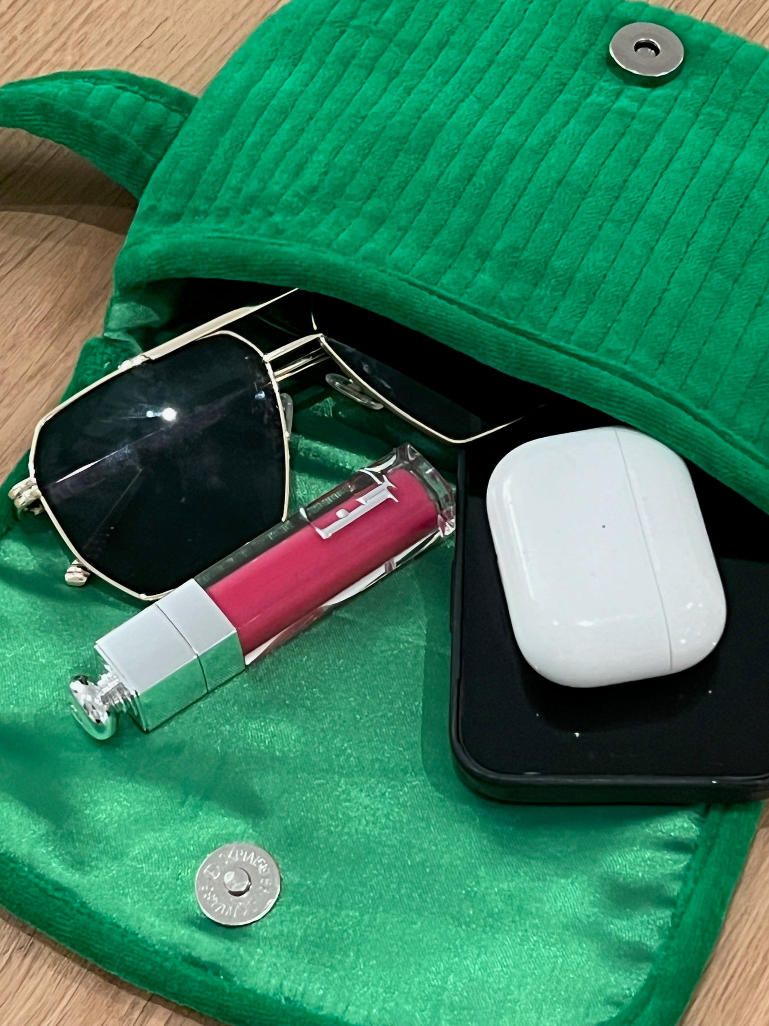 NEW Quilted Velvet Adjustable Belt Bag - Electric Green - Quilted Koala