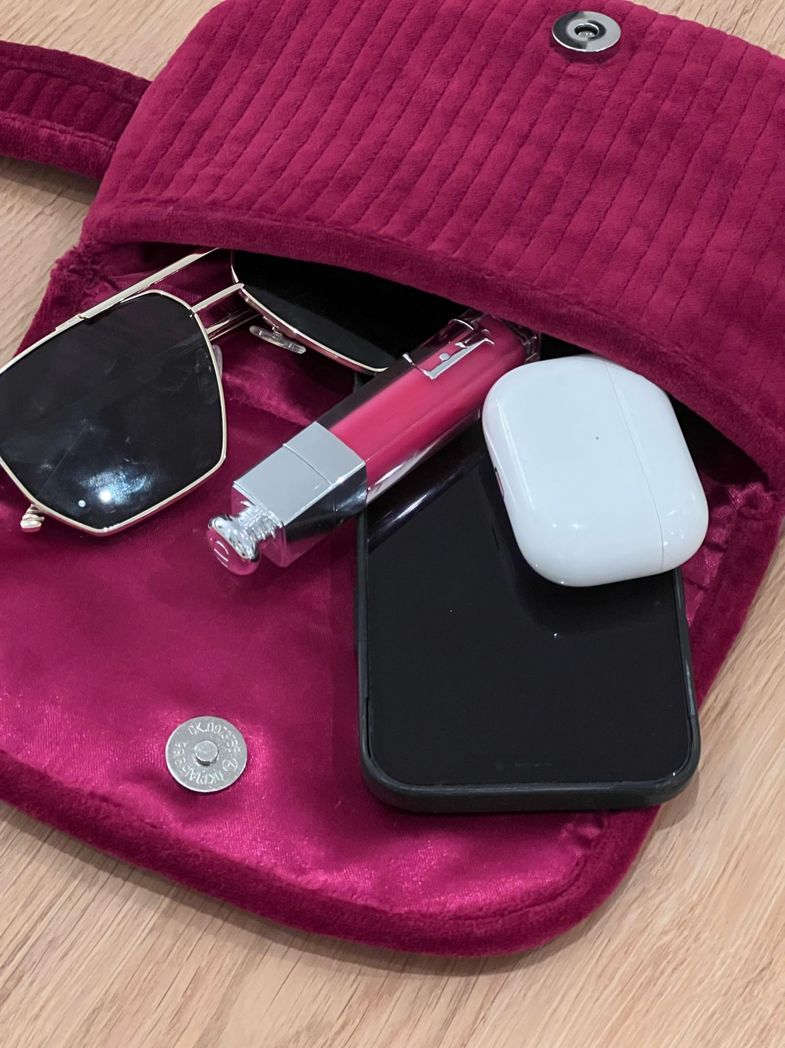 Quilted Velvet Adjustable Belt Bag - Bordeaux - Quilted Koala