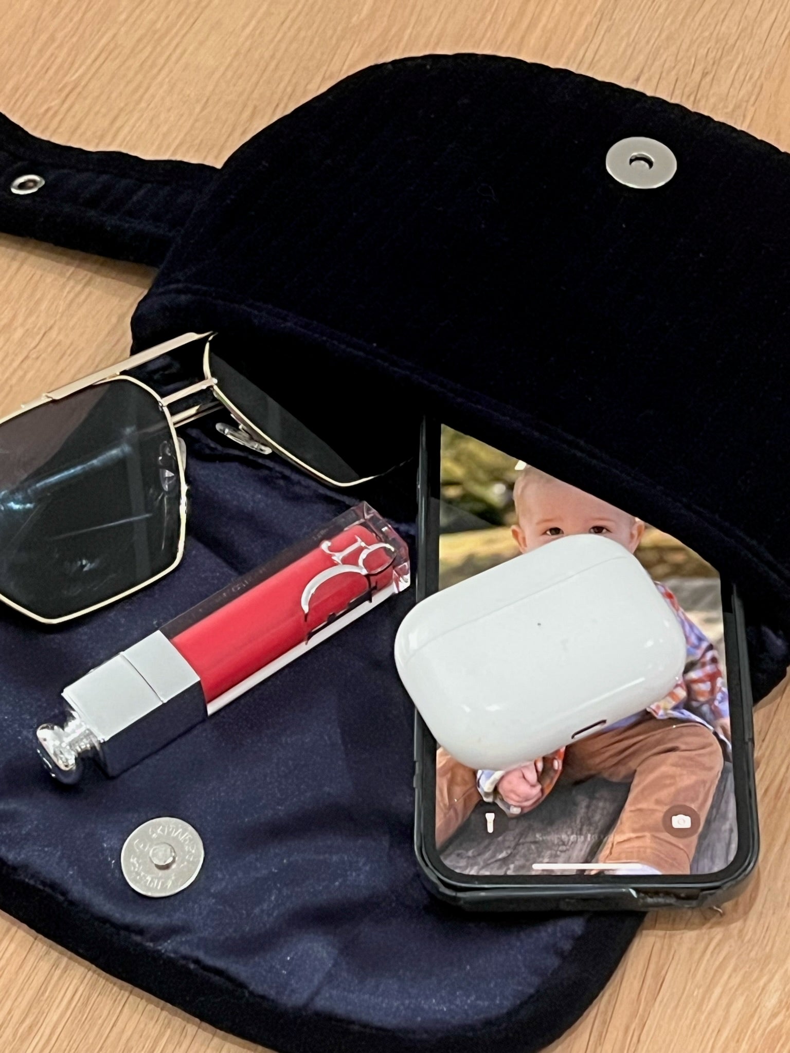 NEW Quilted Velvet Adjustable Belt Bag - Navy - Quilted Koala