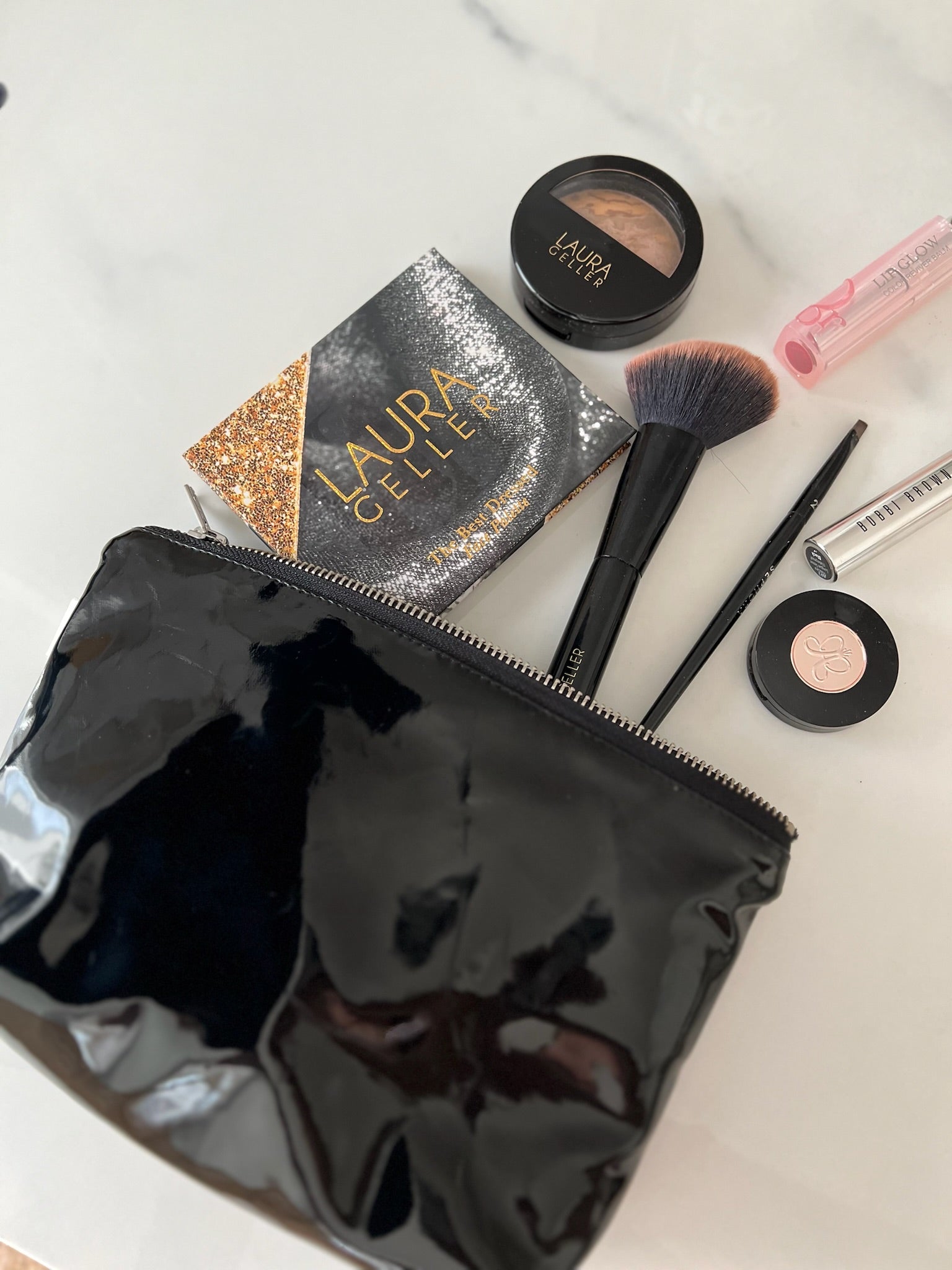 Black Metallic Makeup Bag - Quilted Koala