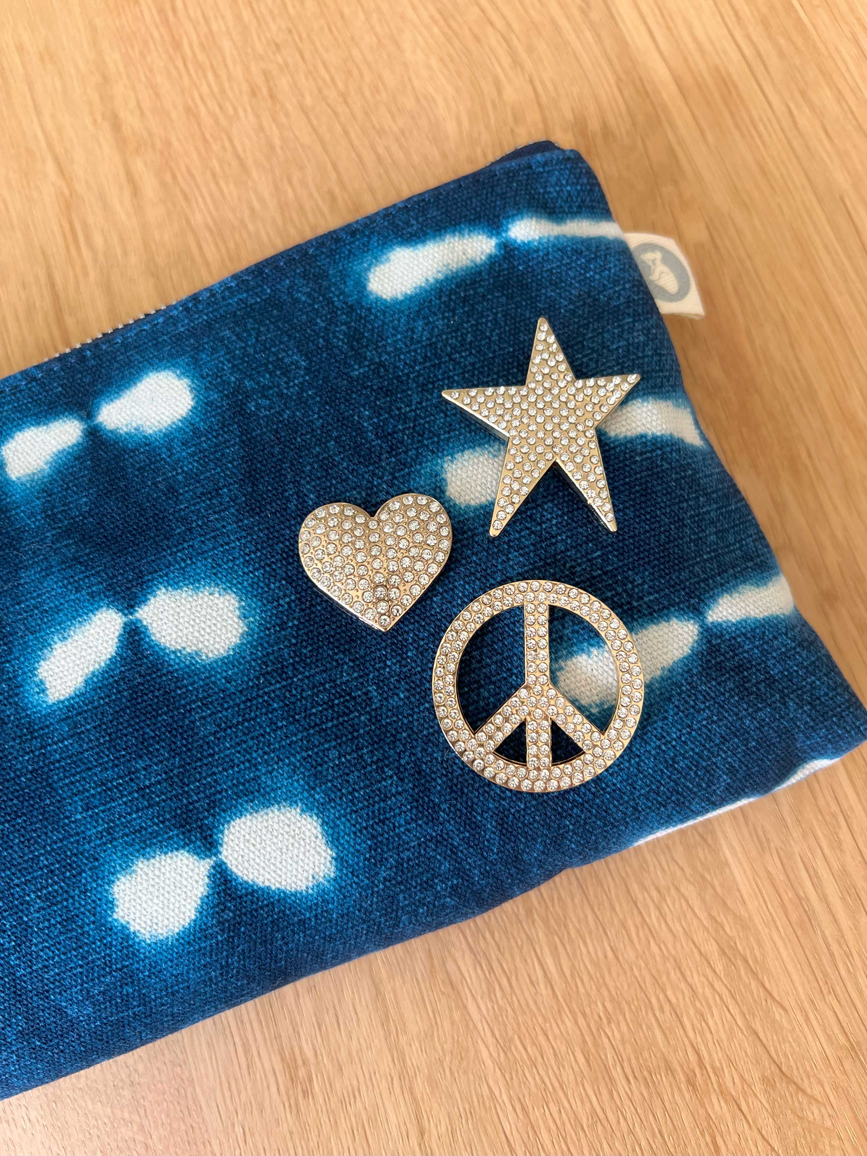 Mini Luxe Clutch Bundle: Blue Shibori with FREE Gold Koala Jewelry - Quilted Koala