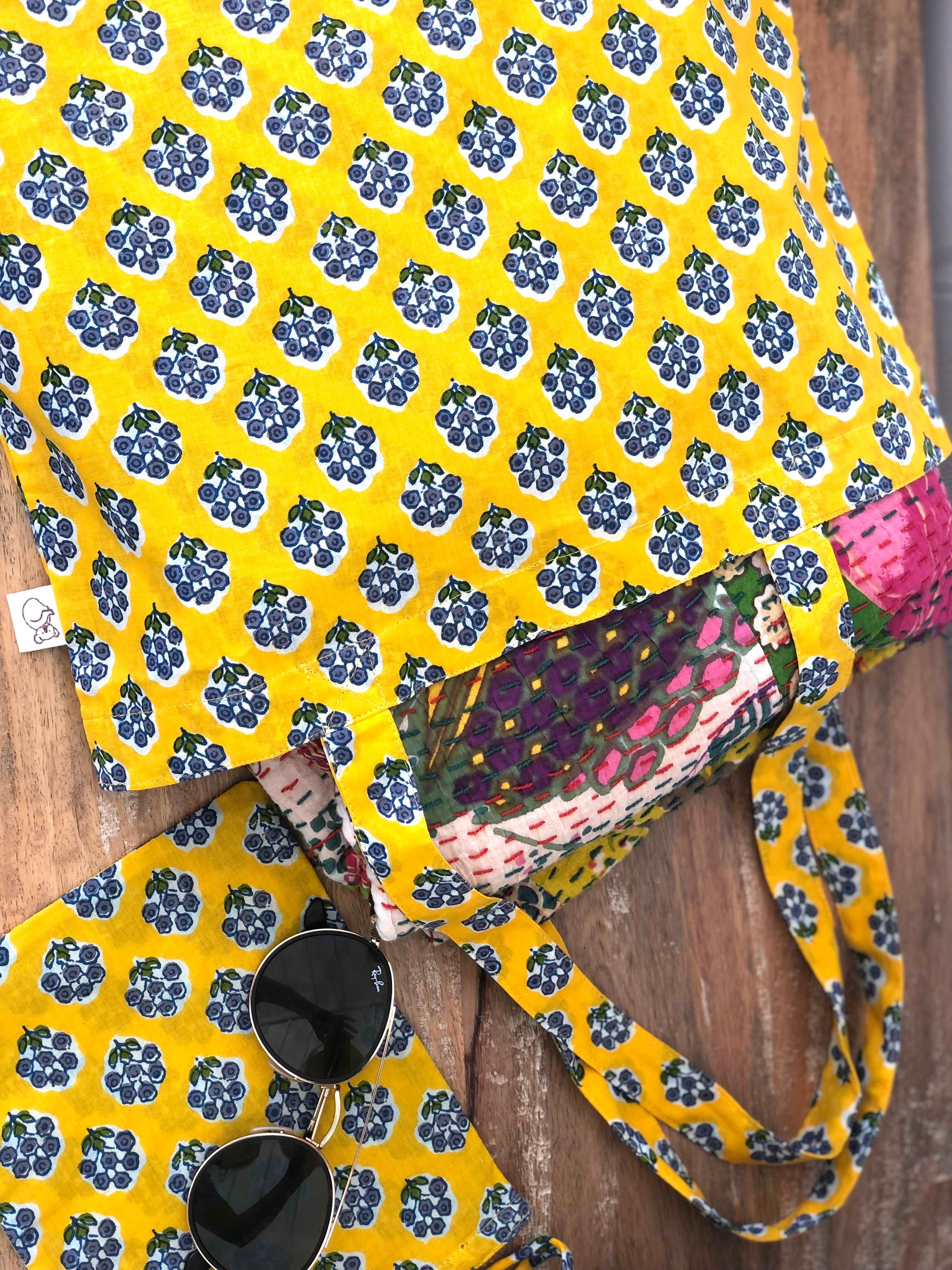 Boho Market Bag - Yellow - Quilted Koala