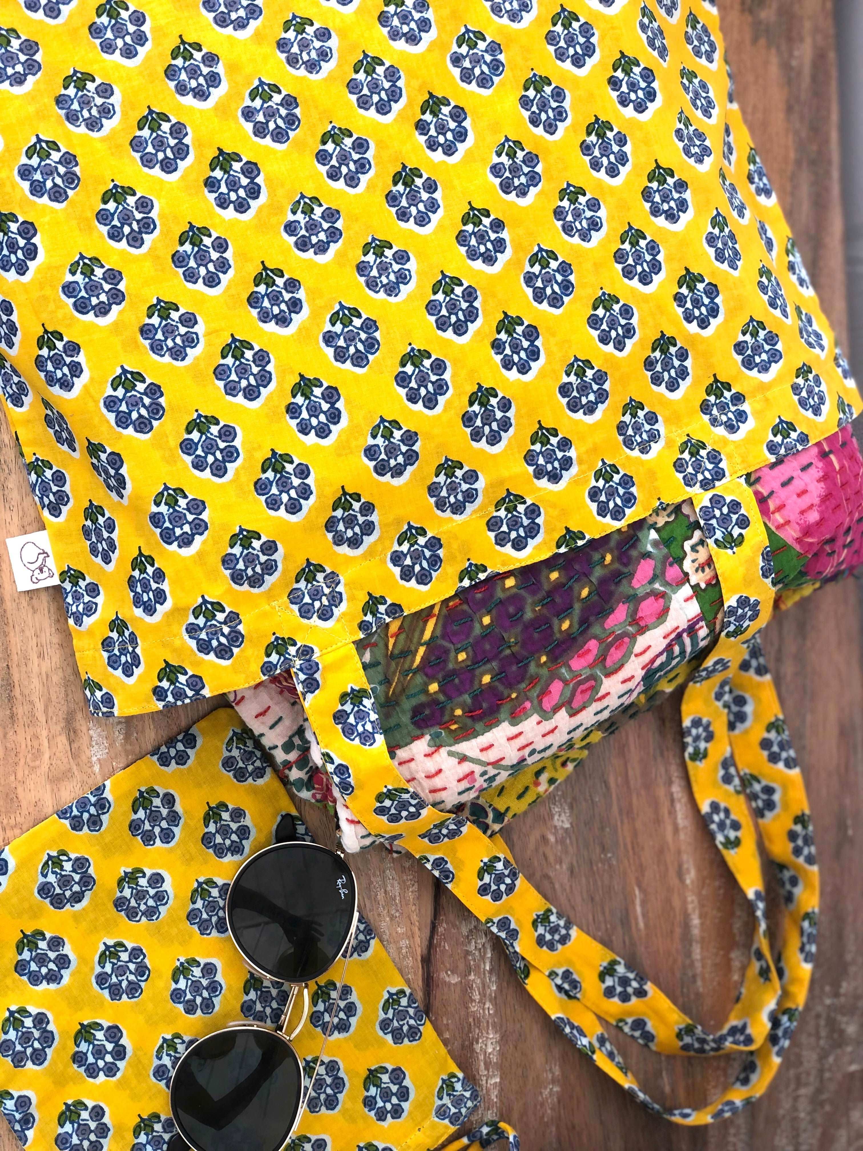 Boho Market Bag - Yellow - Quilted Koala