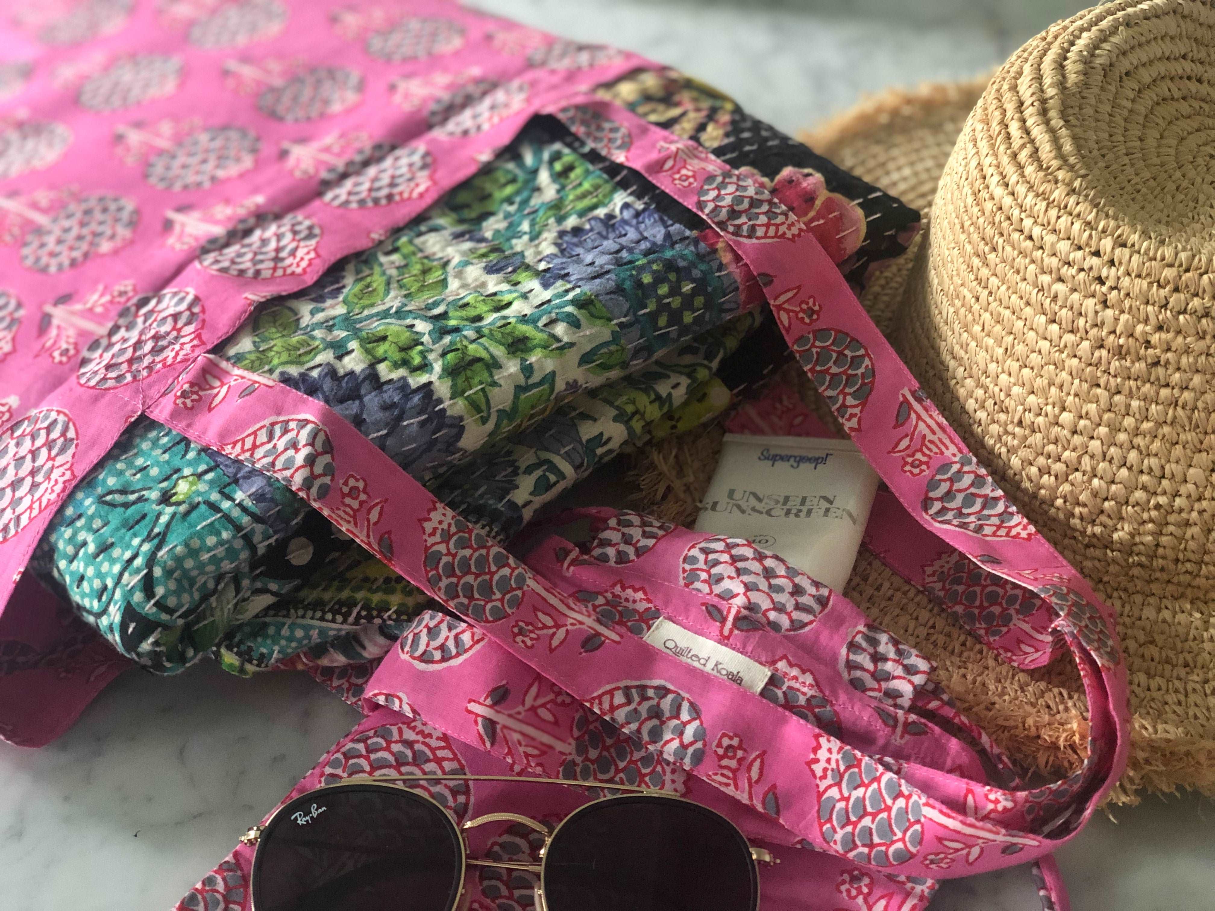 Boho Market Bag - Pink - Quilted Koala