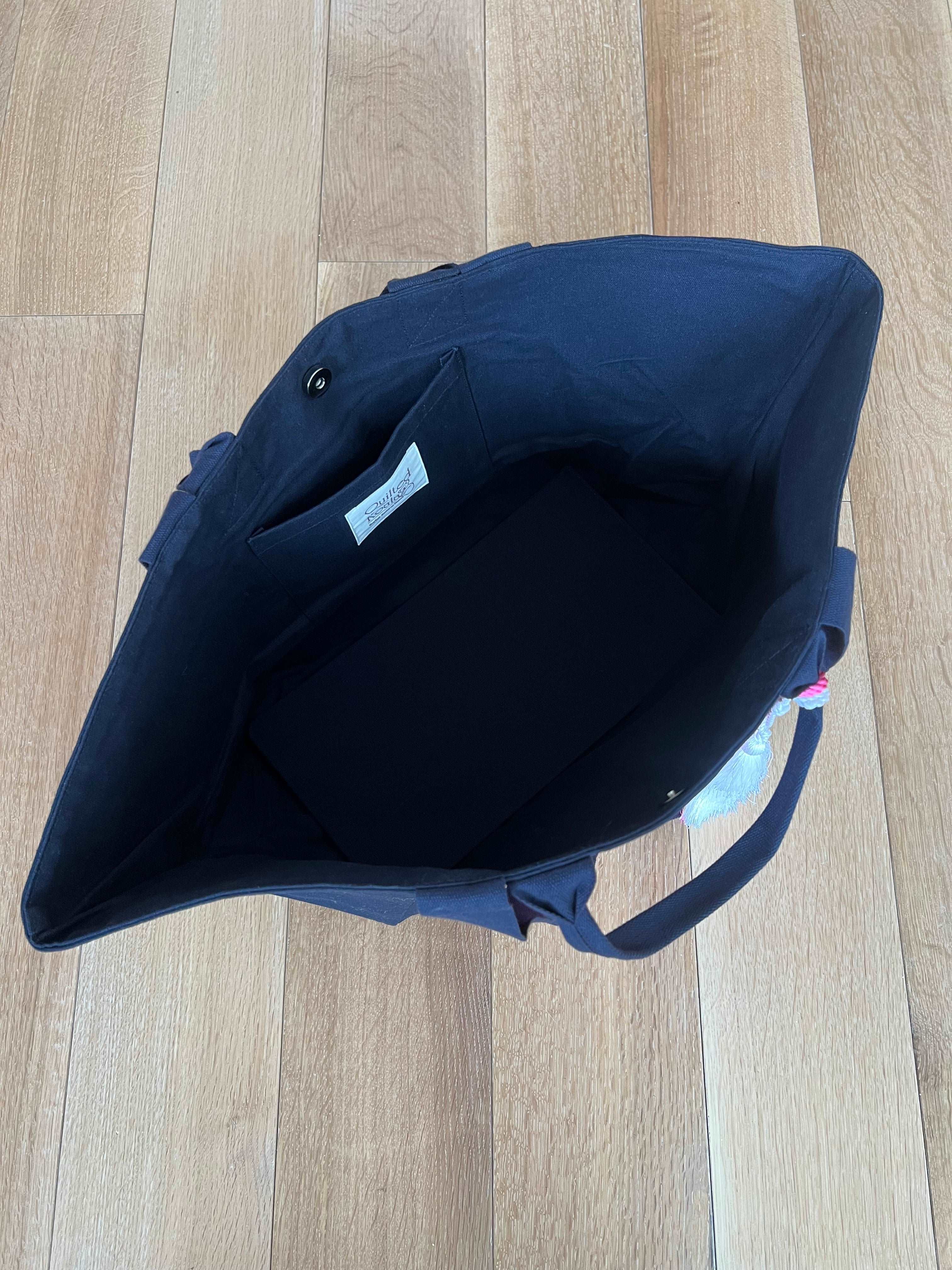 Chelsea Bag - Navy with Monogram Stripe - Quilted Koala