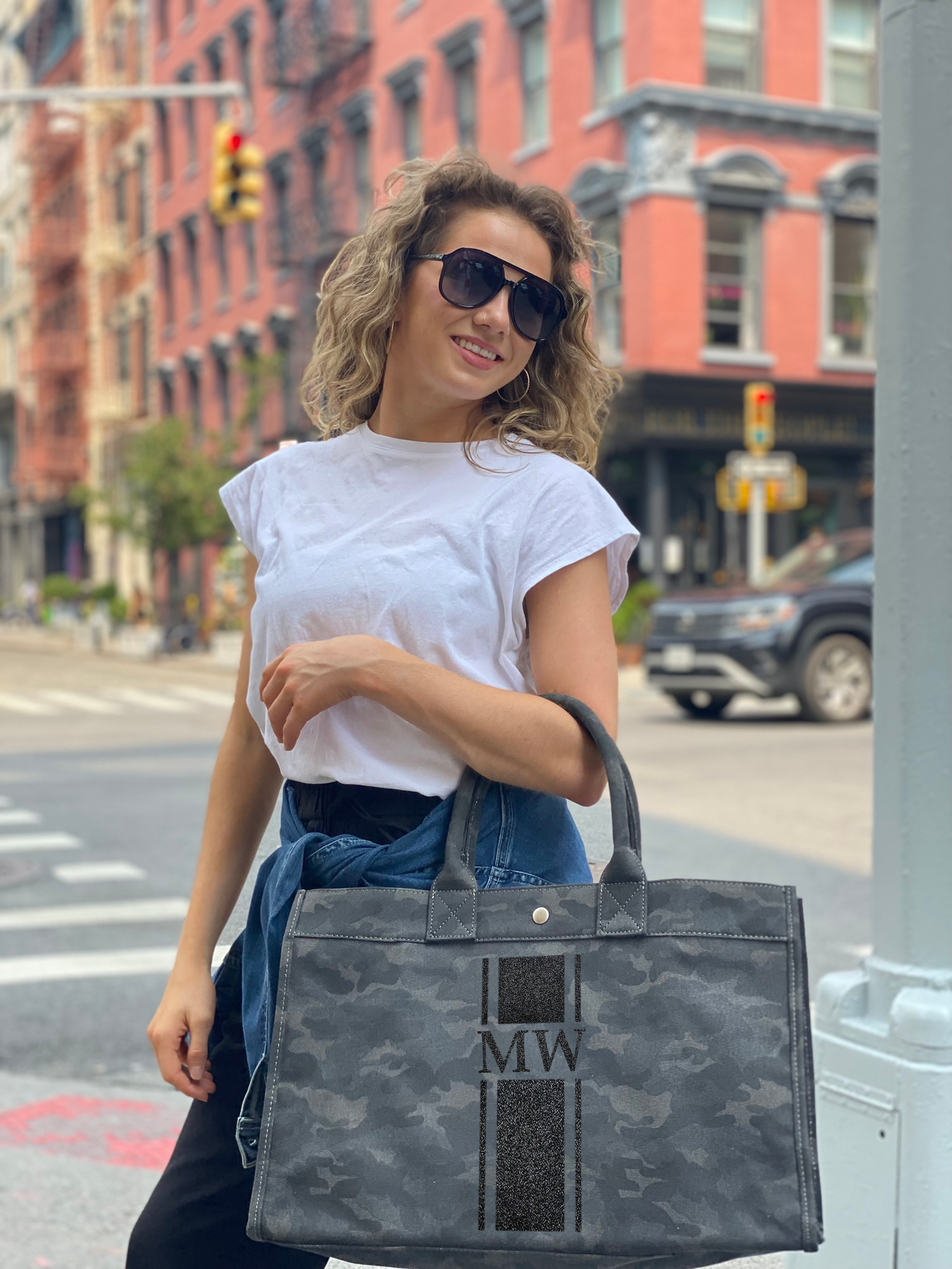 Monogram Stripe: East West Bag - Quilted Koala