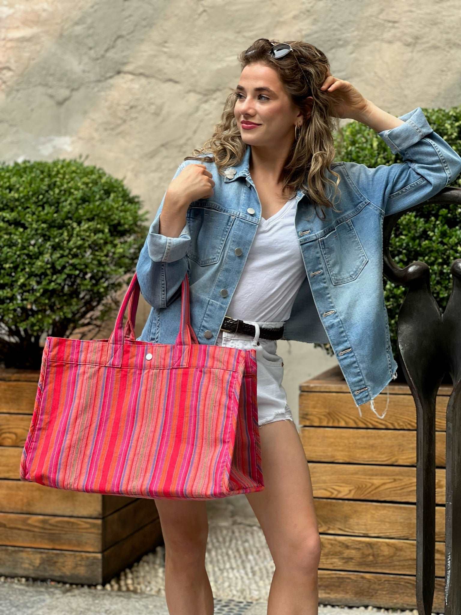 East West Bag Happy Pink Stripe - SALE!! - Quilted Koala