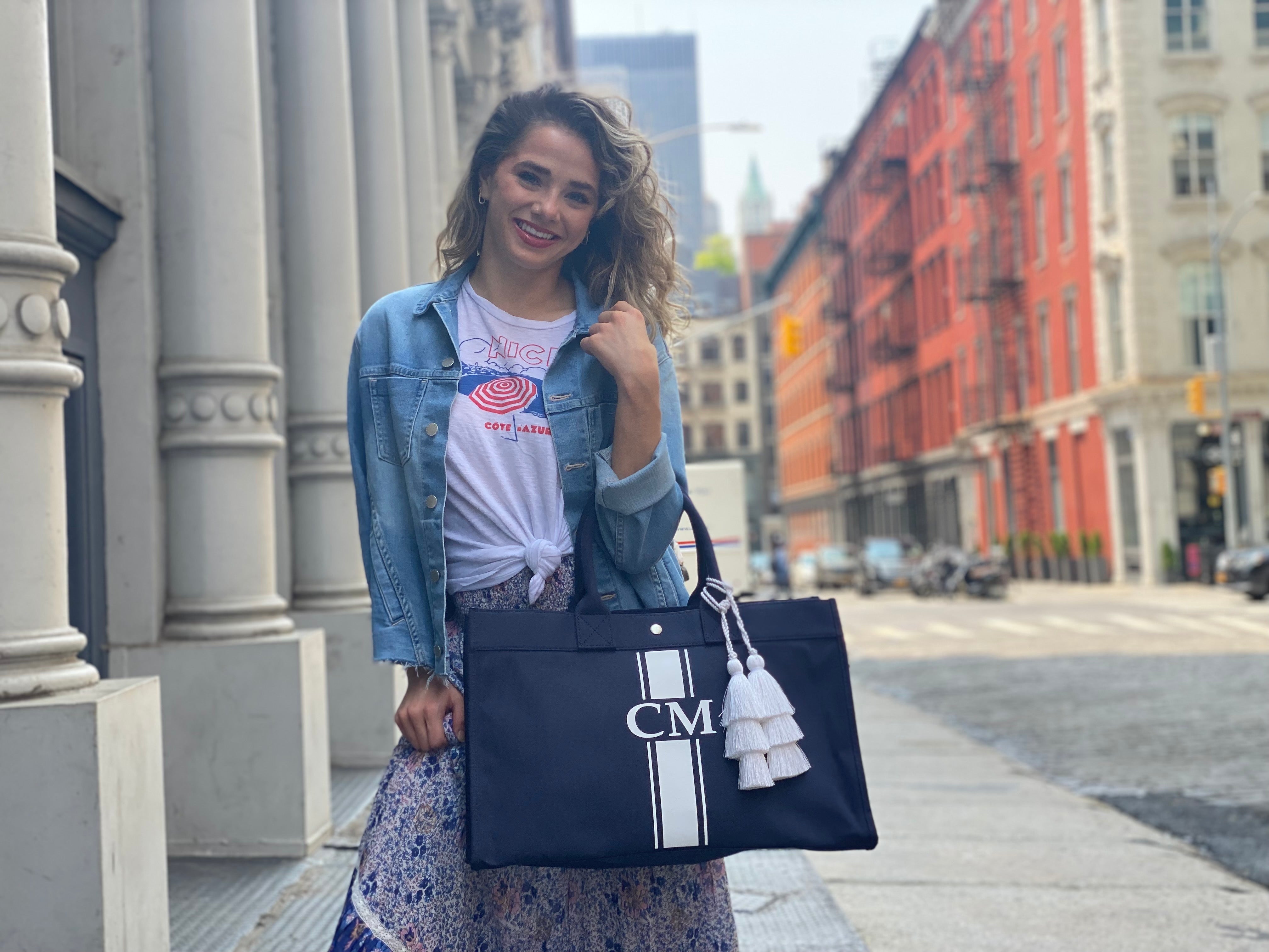 Monogram Stripe: East West Bag - Quilted Koala