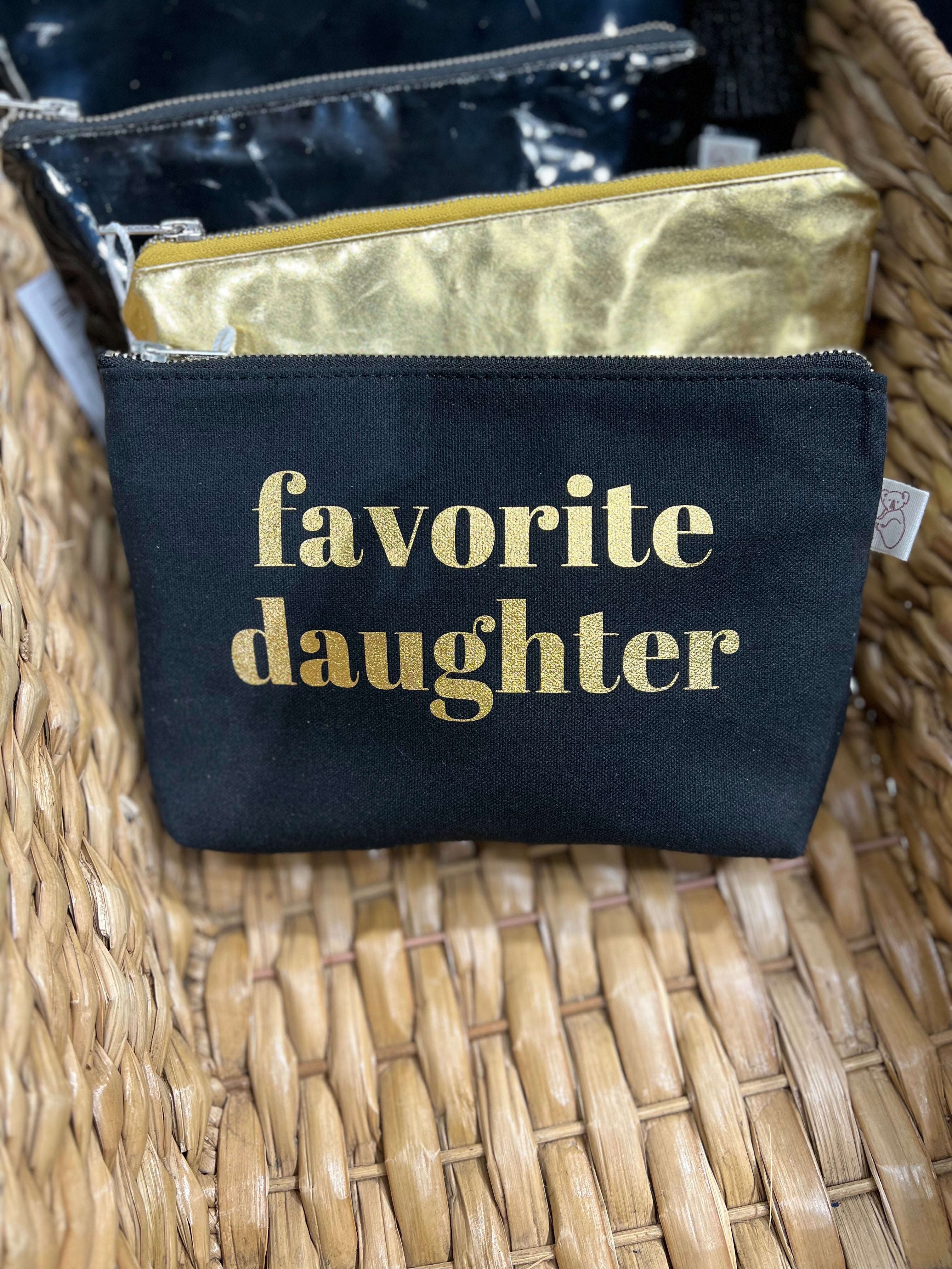 Makeup Bag - Favorite Daughter in Gold Foil NEW! - Quilted Koala