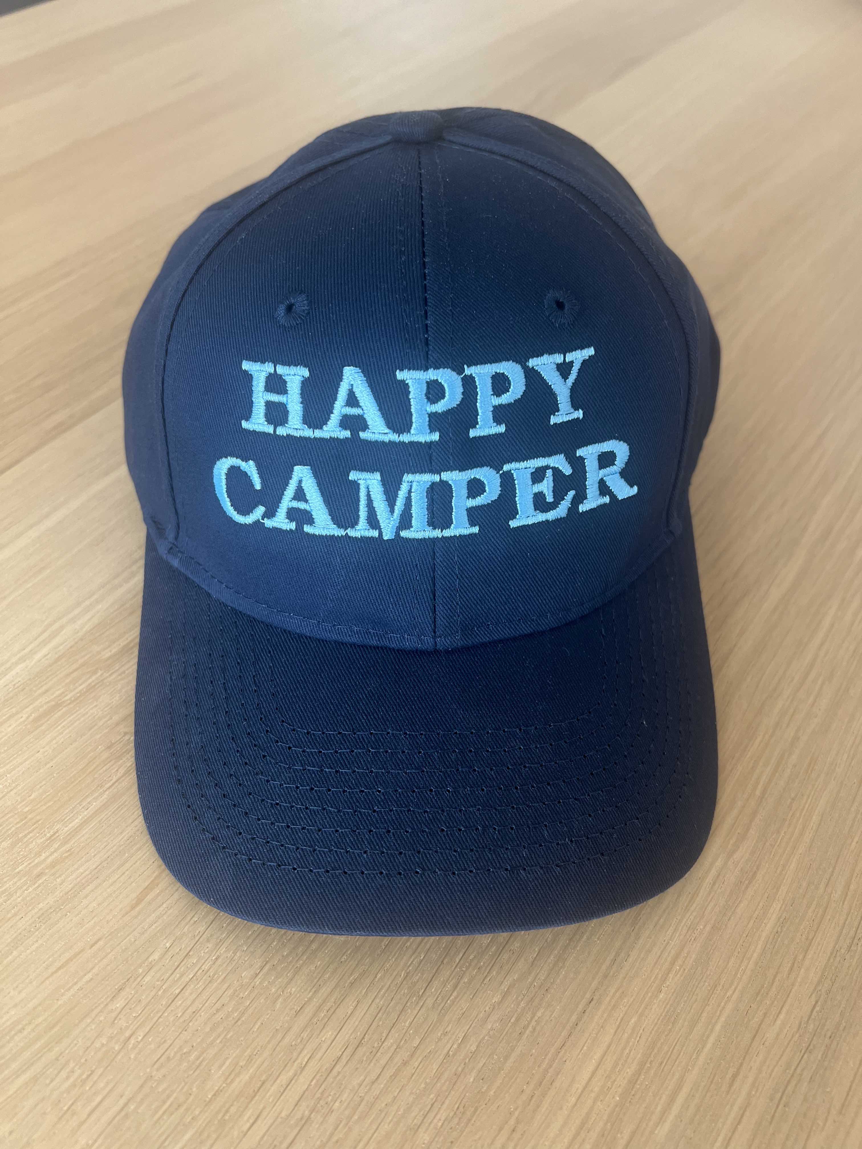 SPECIAL PREORDER! Koala Baseball Caps - "HAPPY CAMPER" in Navy & Aqua - Quilted Koala