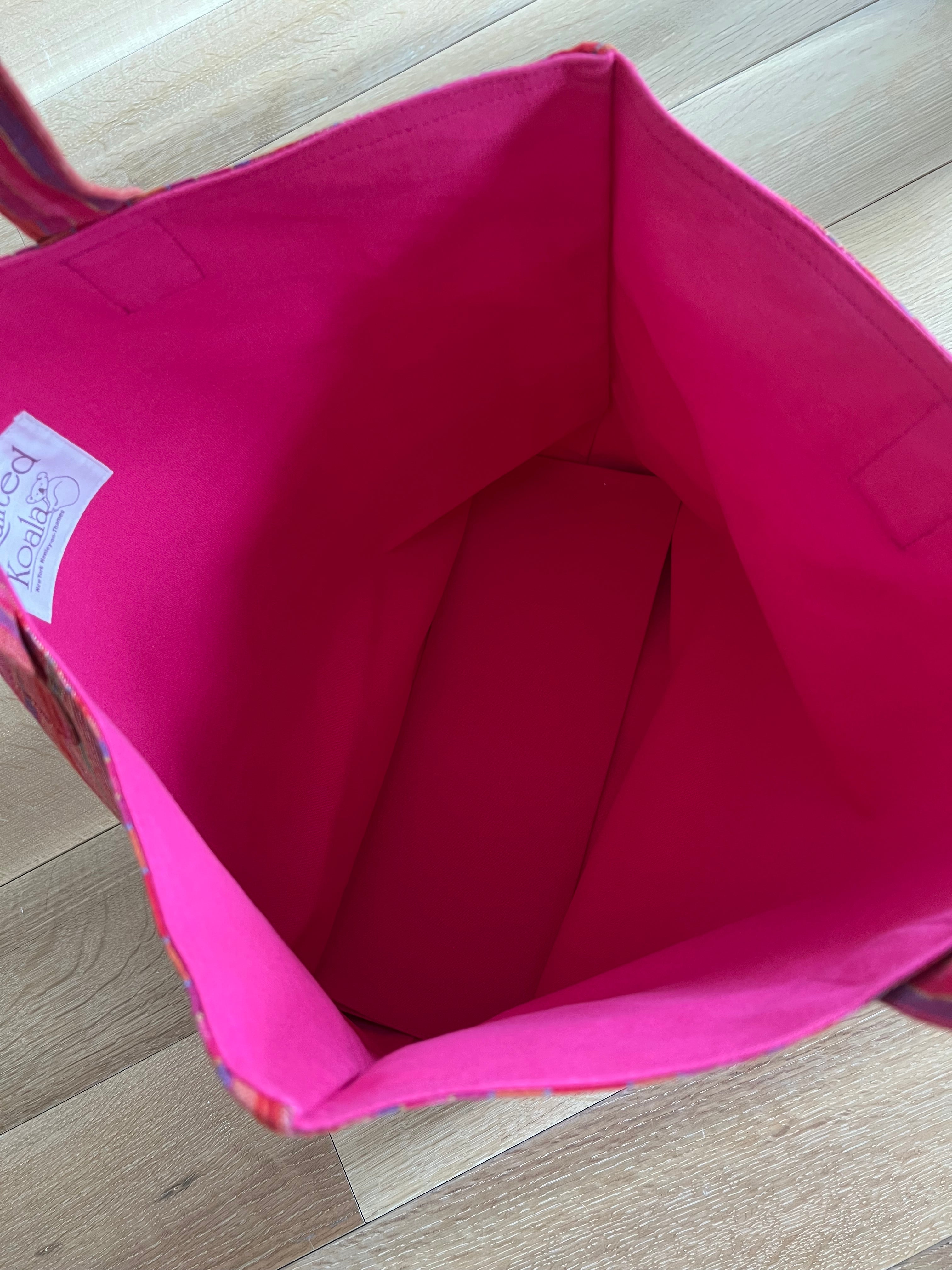 Pink Happy Stripe Everything Bag - Neon Pink Matte Certified Beach Lover - Quilted Koala