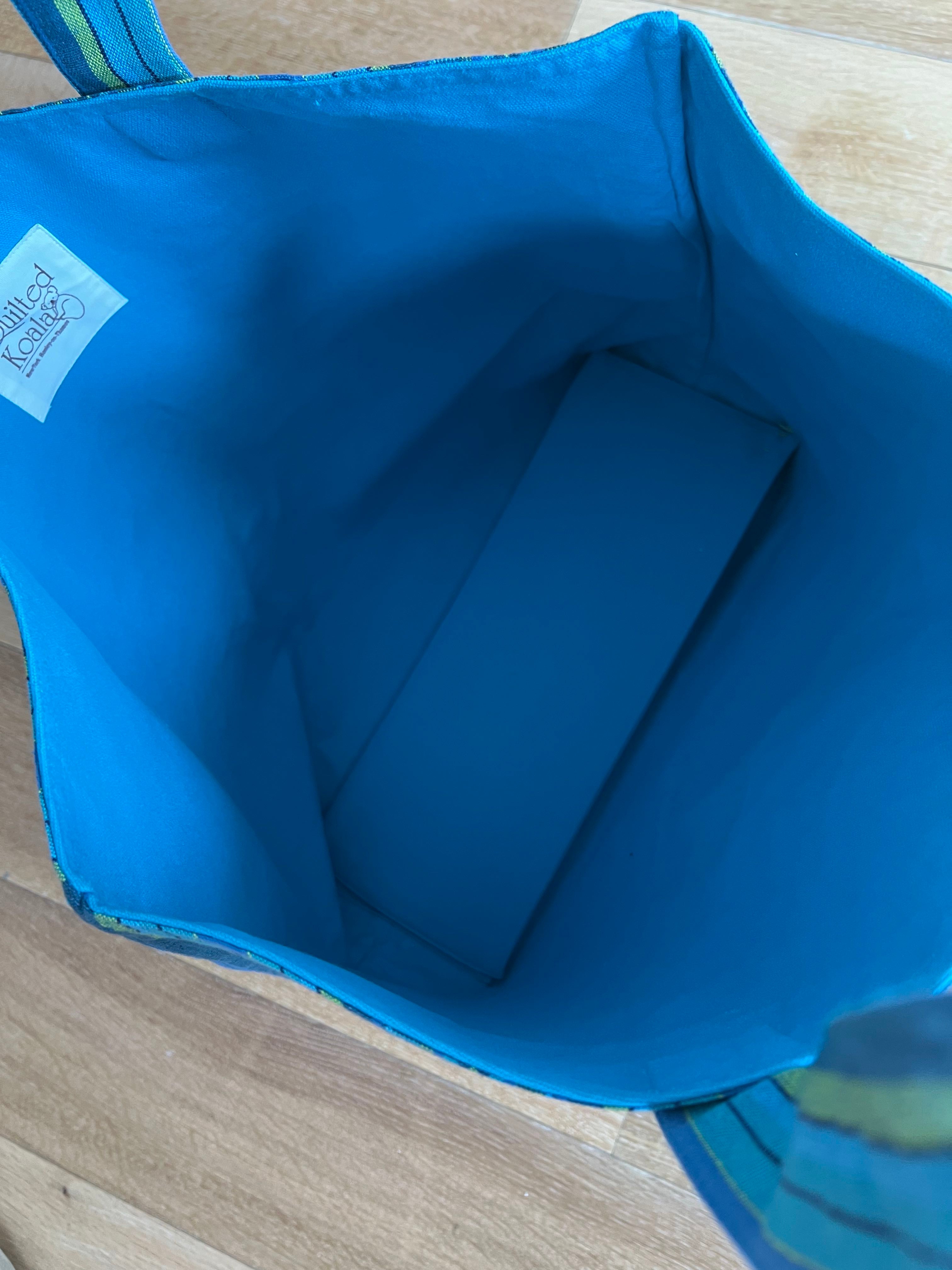 Blue Happy Stripe Everything Bag - White Matte LAKE LIFE - Quilted Koala