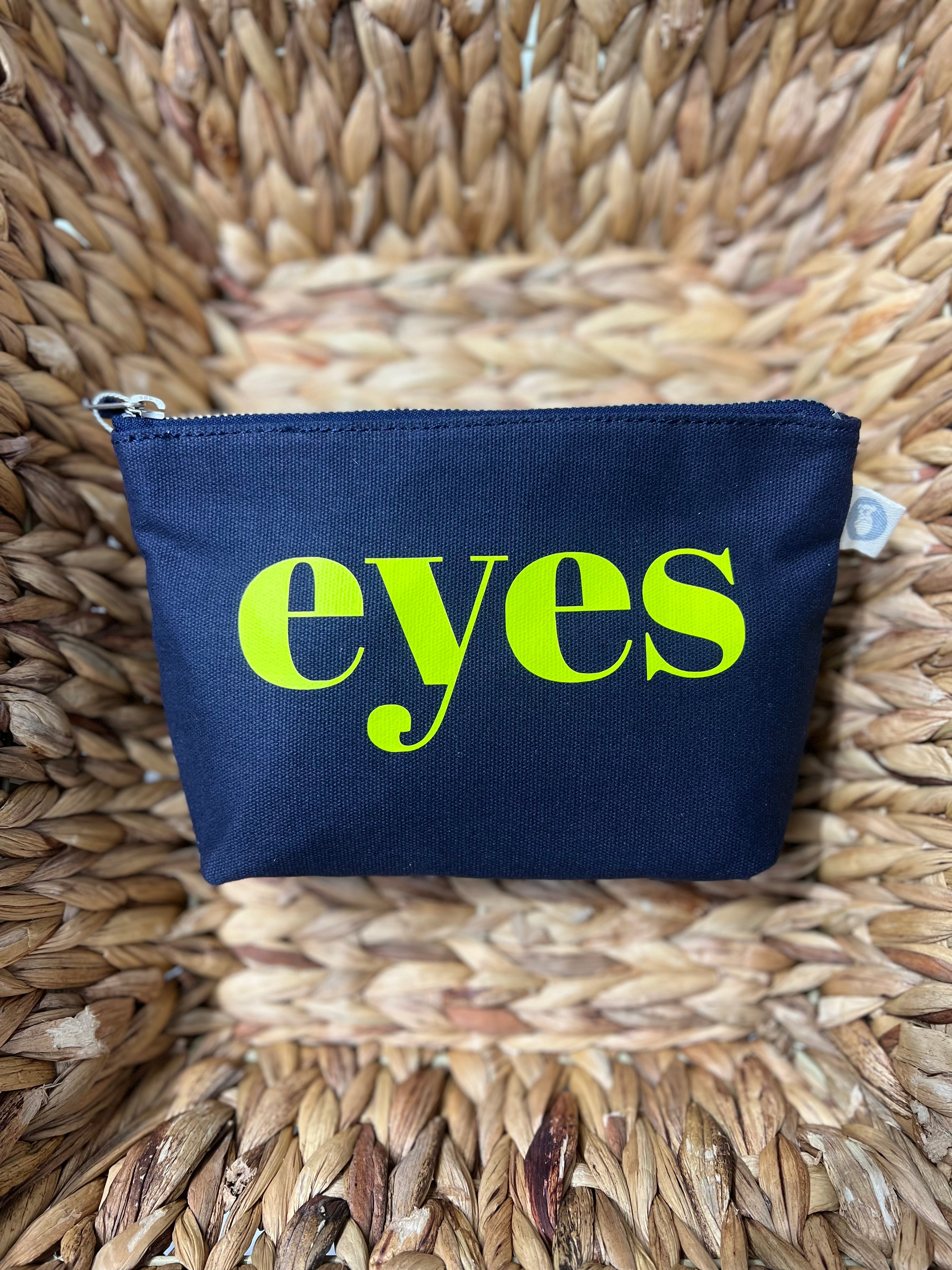 Makeup Bag Navy with Eyes - Quilted Koala