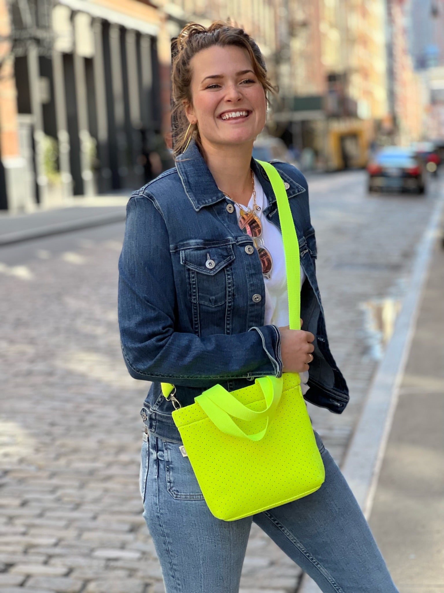 Midi Town Crossbody Bag: NEON Yellow Neoprene SOLD OUT - Quilted Koala