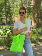 Koala Go! Town Crossbody Bag: Highlighter Neon Green Neoprene - Quilted Koala