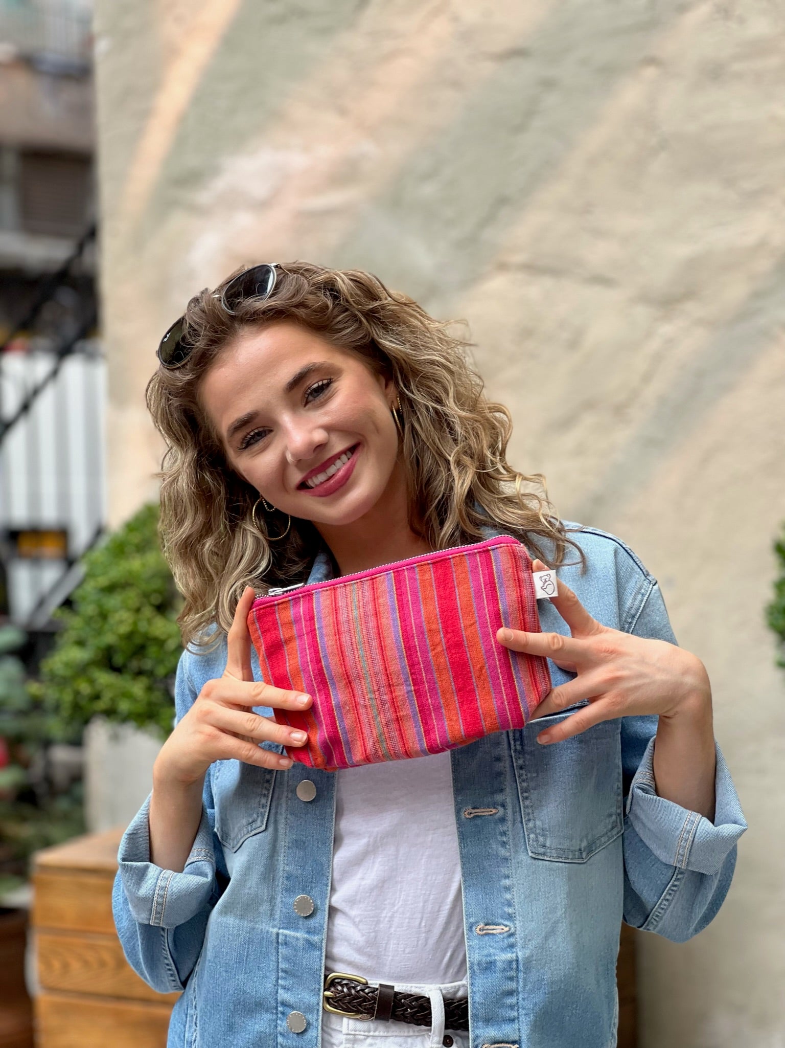 PINK Happy Stripe Makeup Bag - Quilted Koala