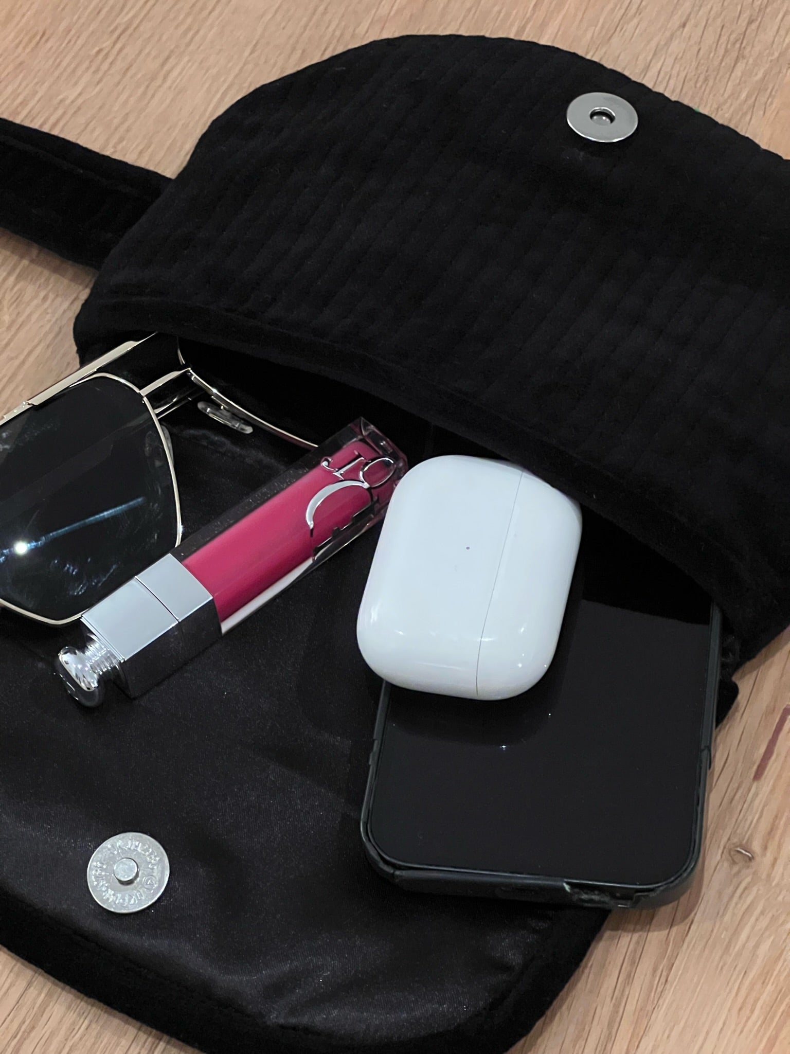 NEW Quilted Velvet Adjustable Belt Bag - Black - Quilted Koala