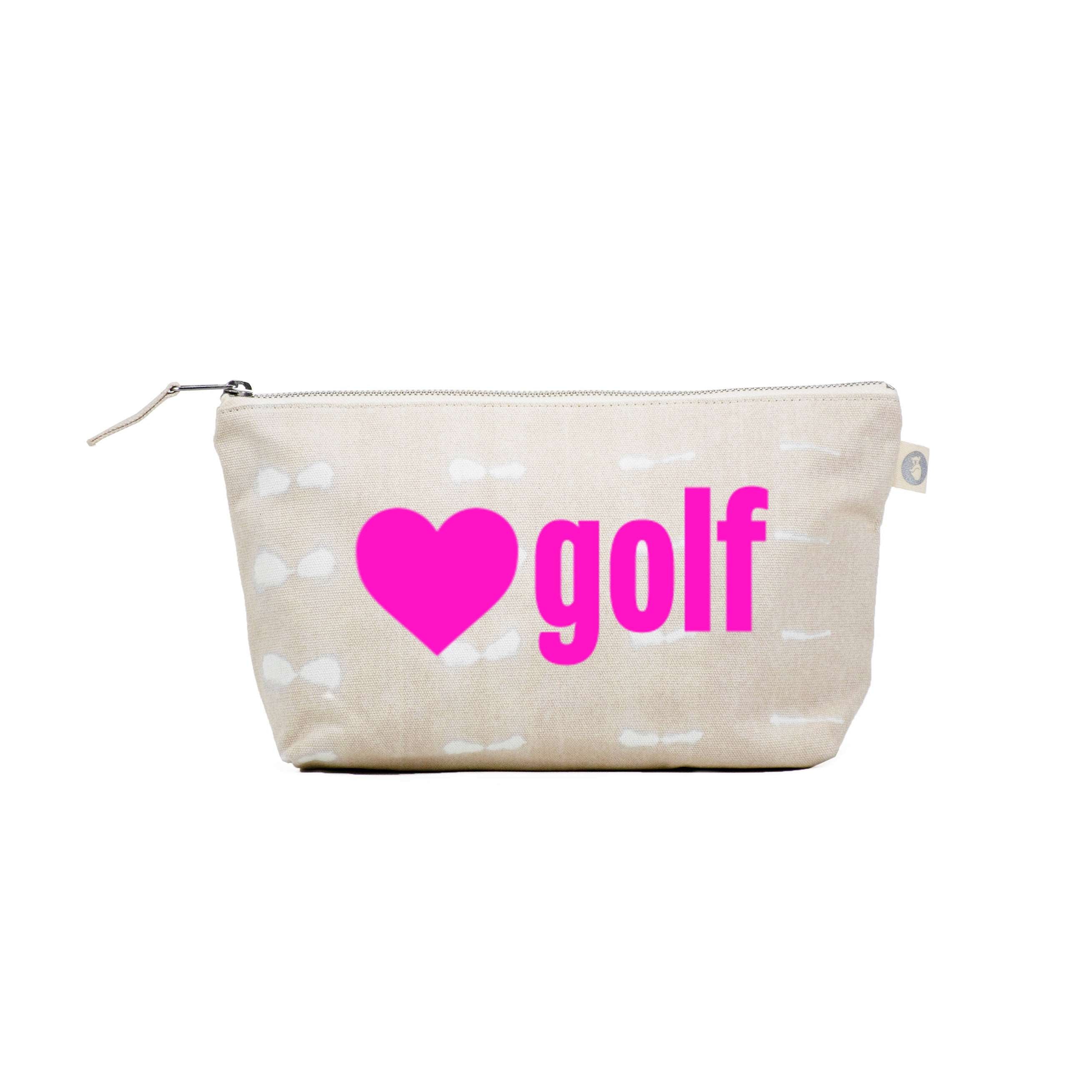 Clutch Bag Stone Shibori with Neon Pink Matte Heart Golf - Quilted Koala