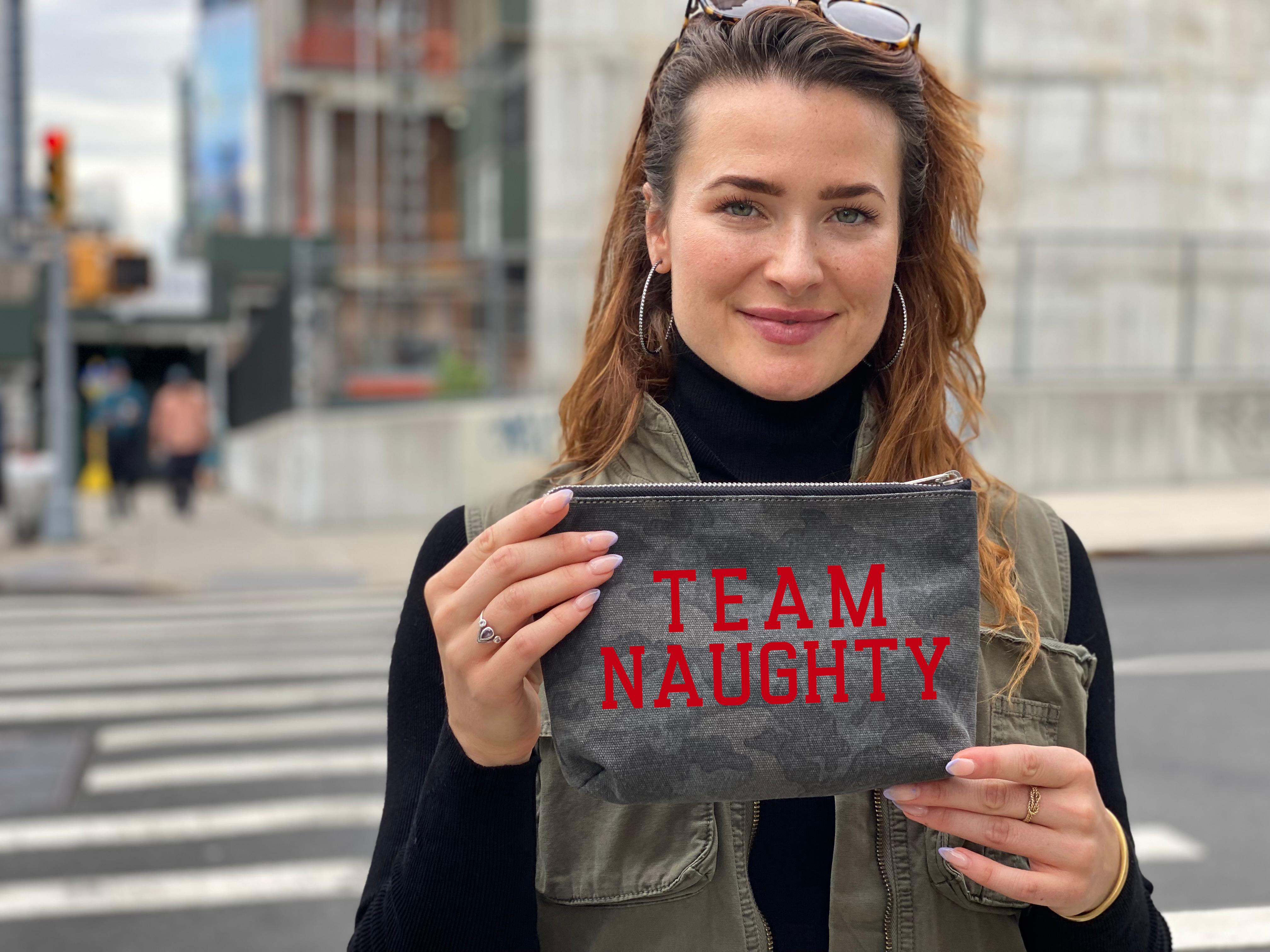 TEAM NAUGHTY Black Camo & Red Matte Makeup Bag - Quilted Koala