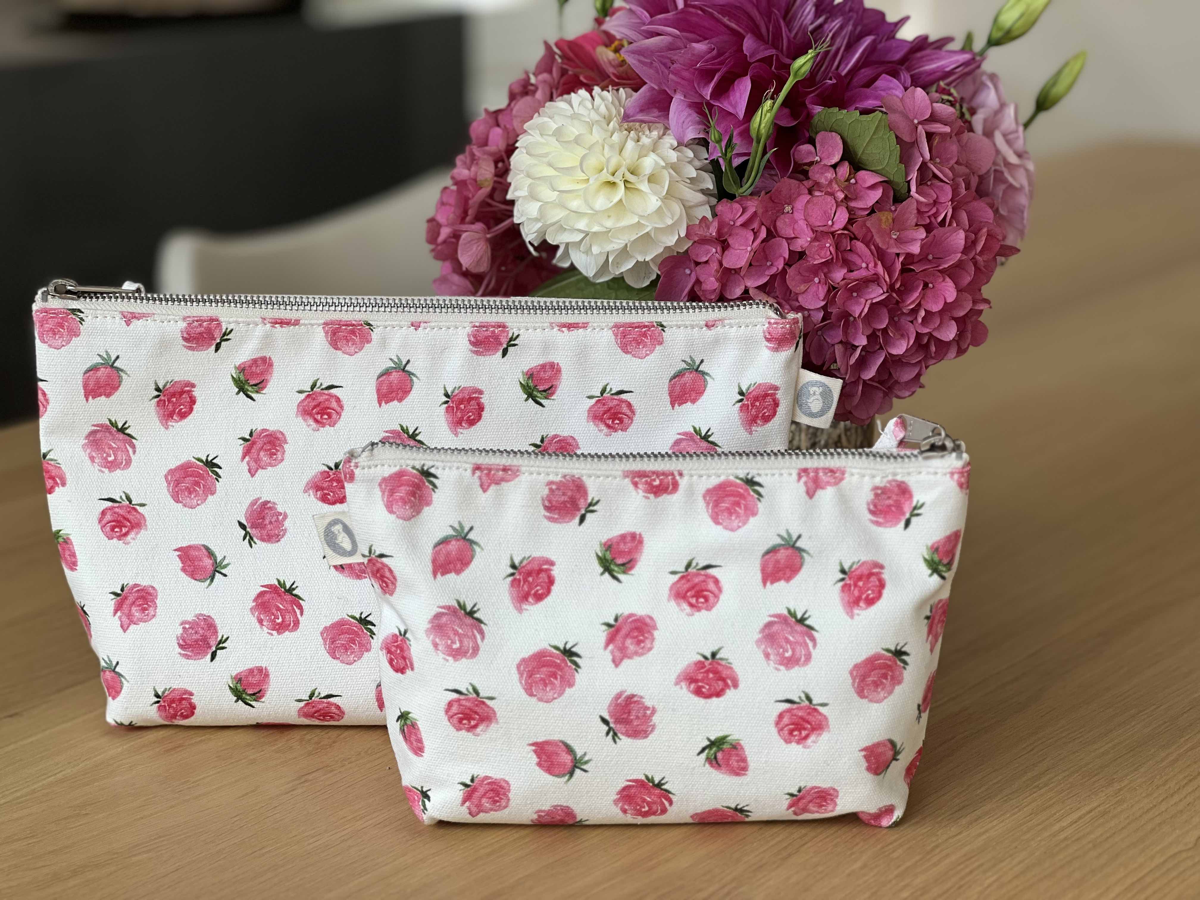 White Floral Makeup Bag Set - Quilted Koala