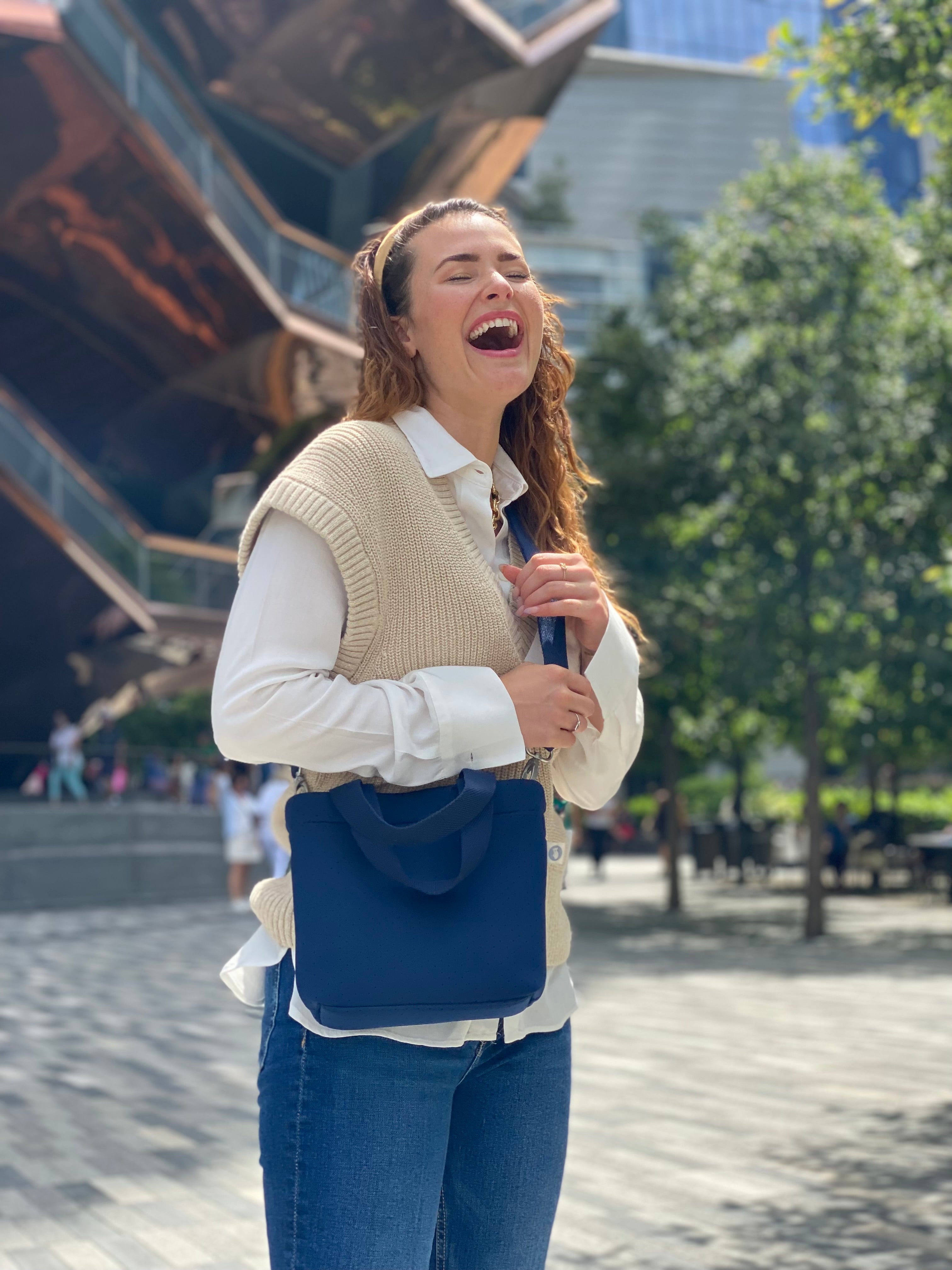 Koala Go! Midi Town Crossbody Bag: Navy Neoprene - Quilted Koala