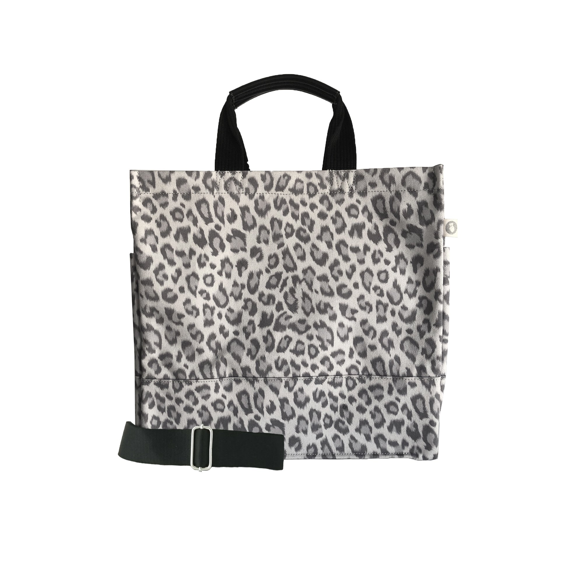 Monogram Stripe: Luxe North South Bag- Grey Leopard - Quilted Koala