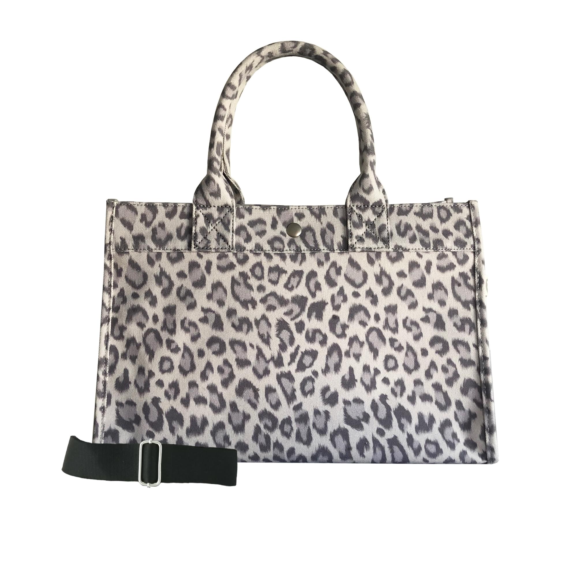 Monogram Stripe: Midi East West Bag- Grey Leopard - Quilted Koala