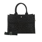 Monogram Stripe: Midi East West Bag- Black Leopard - Quilted Koala