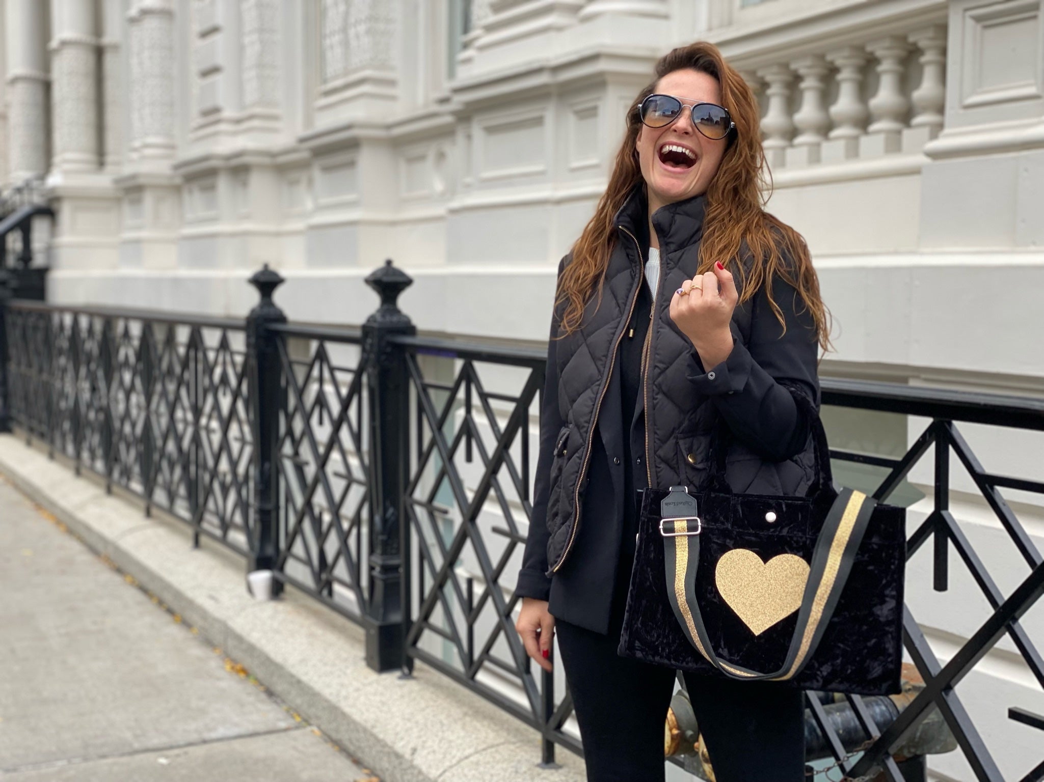 Midi East West Bag: Black Crushed Velvet - Quilted Koala