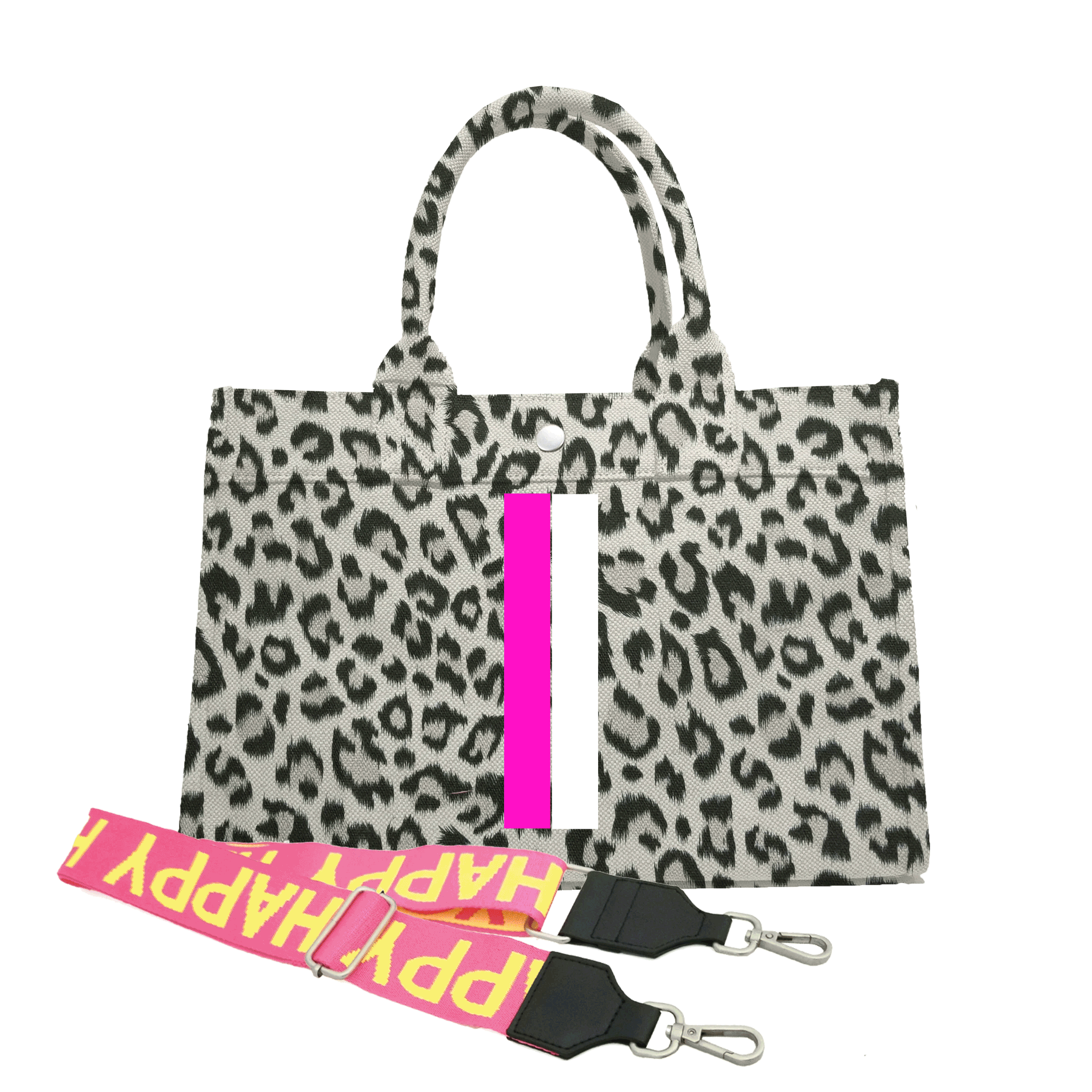 Midi East West Bag: Leopard with Color Stripes - Quilted Koala